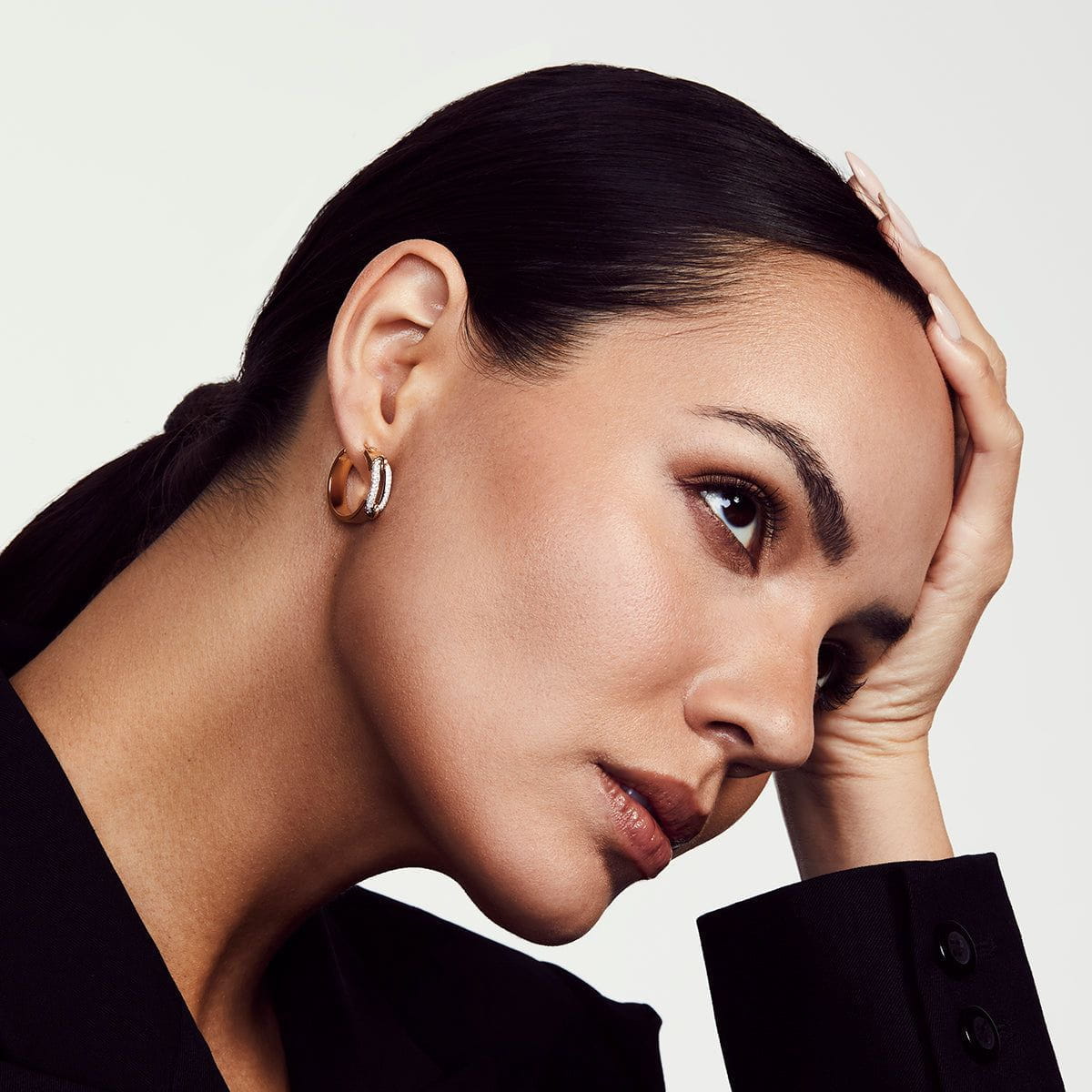 MICHAEL M Earrings Pavé Wide Luxe Link Hoop Earrings