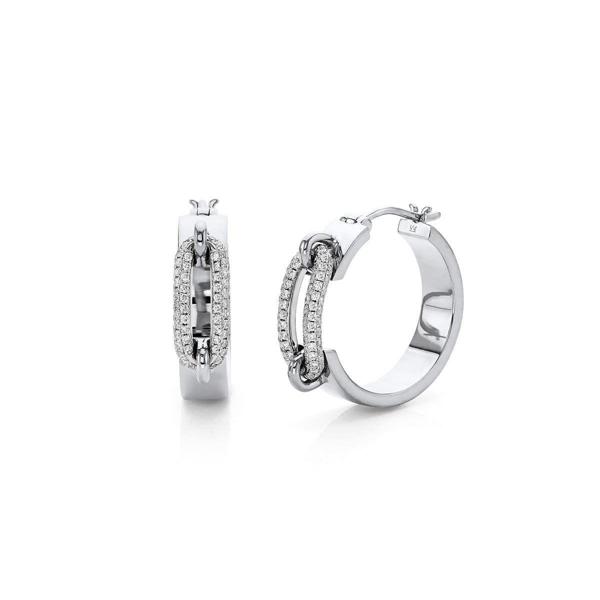 MICHAEL M Earrings Pavé Wide Luxe Link Hoop Earrings