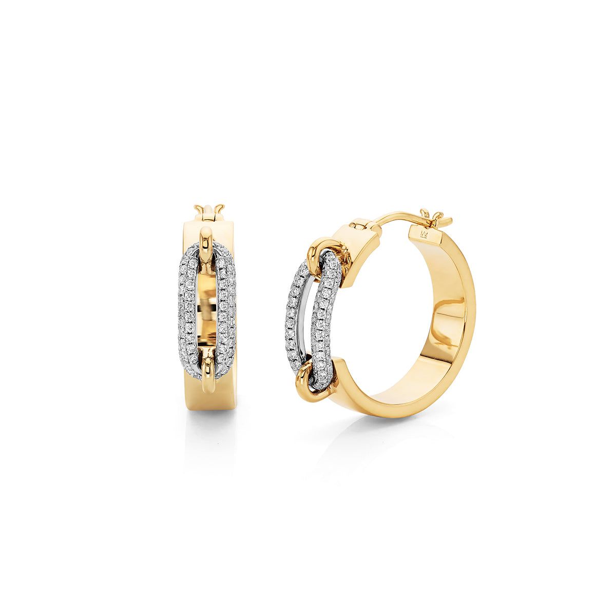 MICHAEL M Earrings Pavé Wide Luxe Link Hoop Earrings