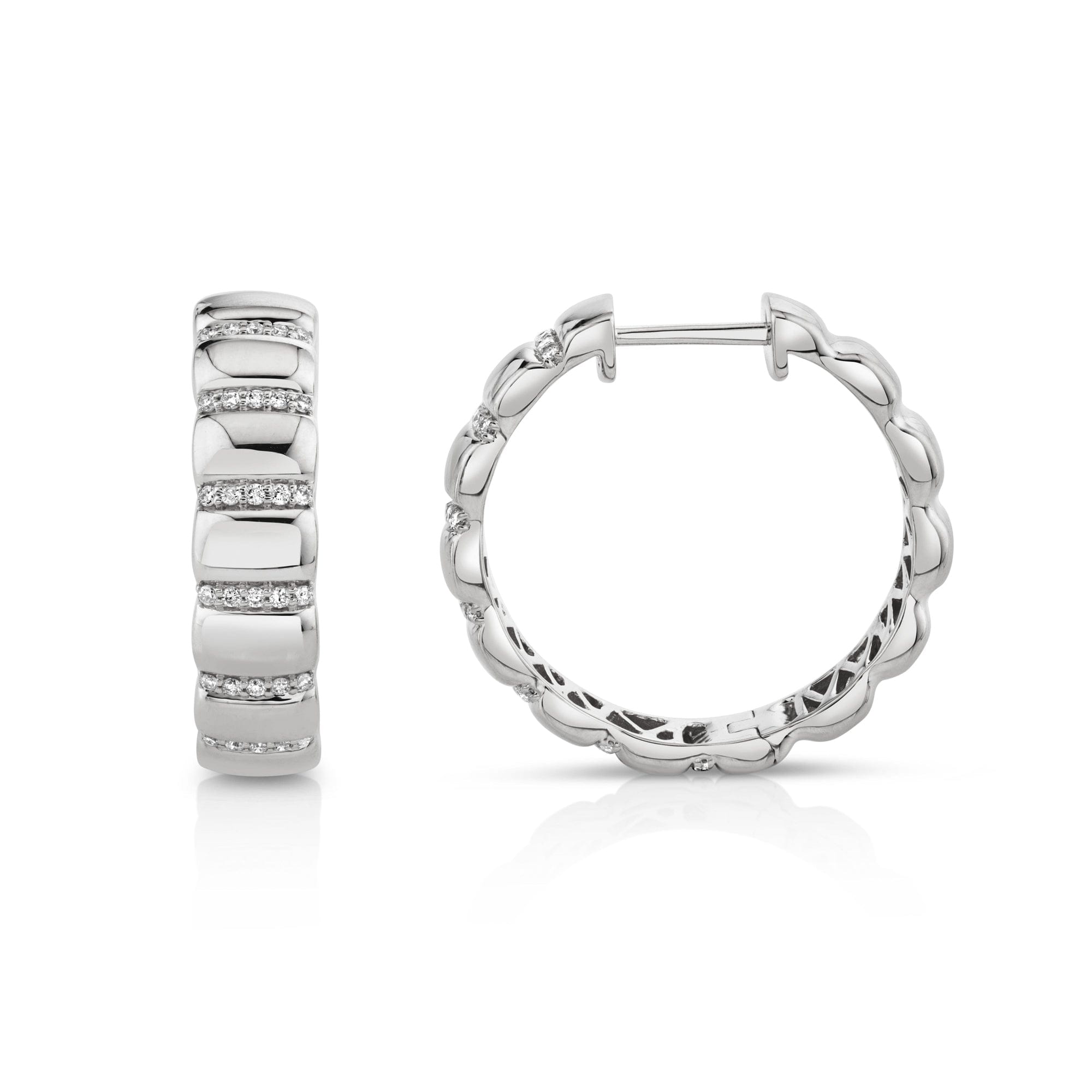 MICHAEL M Earrings Silver Silver Orb Ribbed Huggies S-ER529