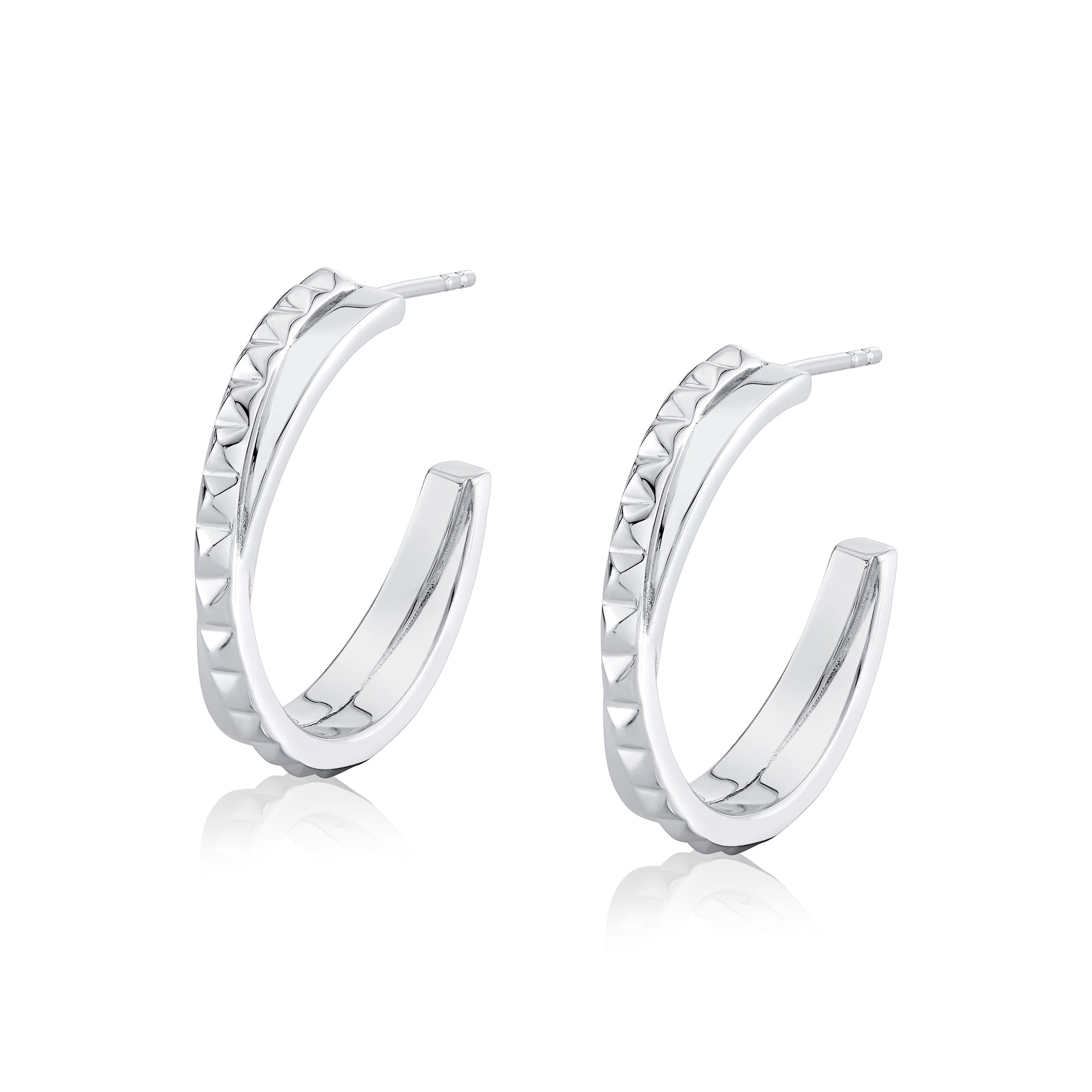 MICHAEL M Earrings Silver Silver Tetra Crossover Hoops S-ER349