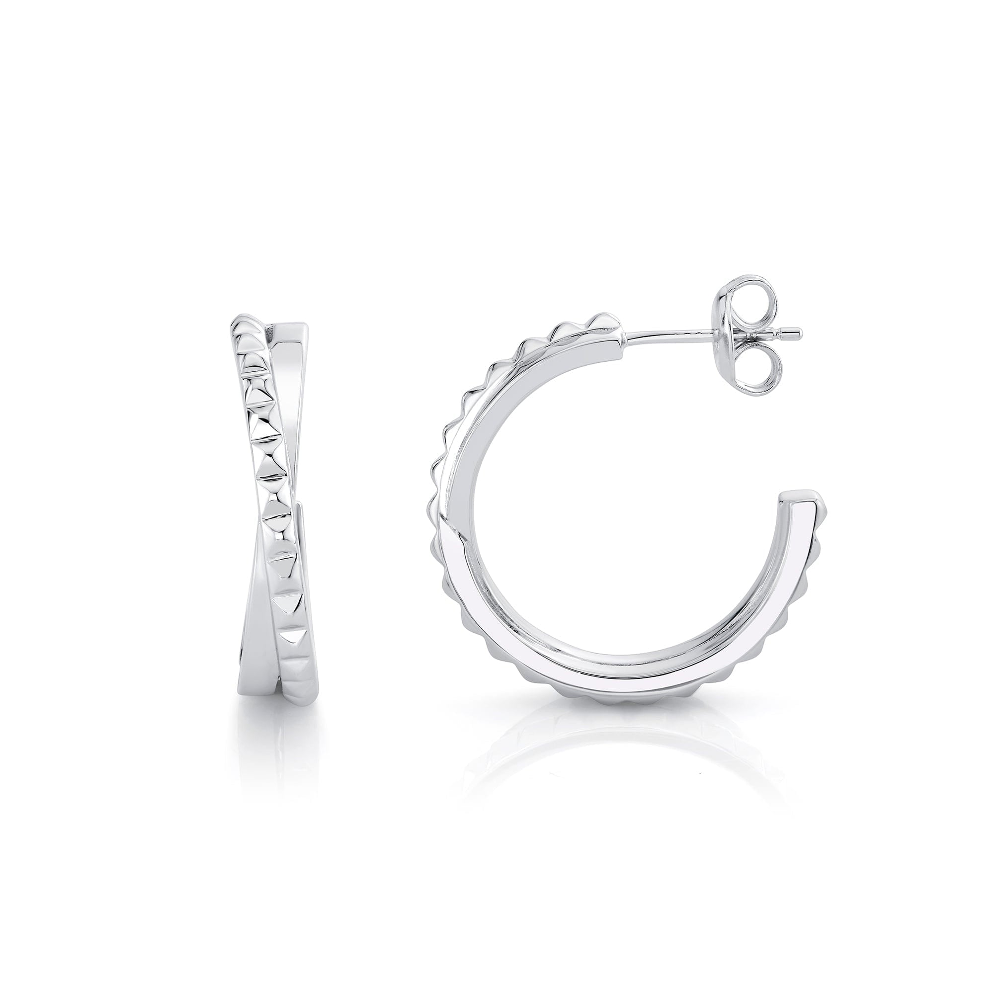 MICHAEL M Earrings Silver Silver Tetra Crossover Hoops S-ER349