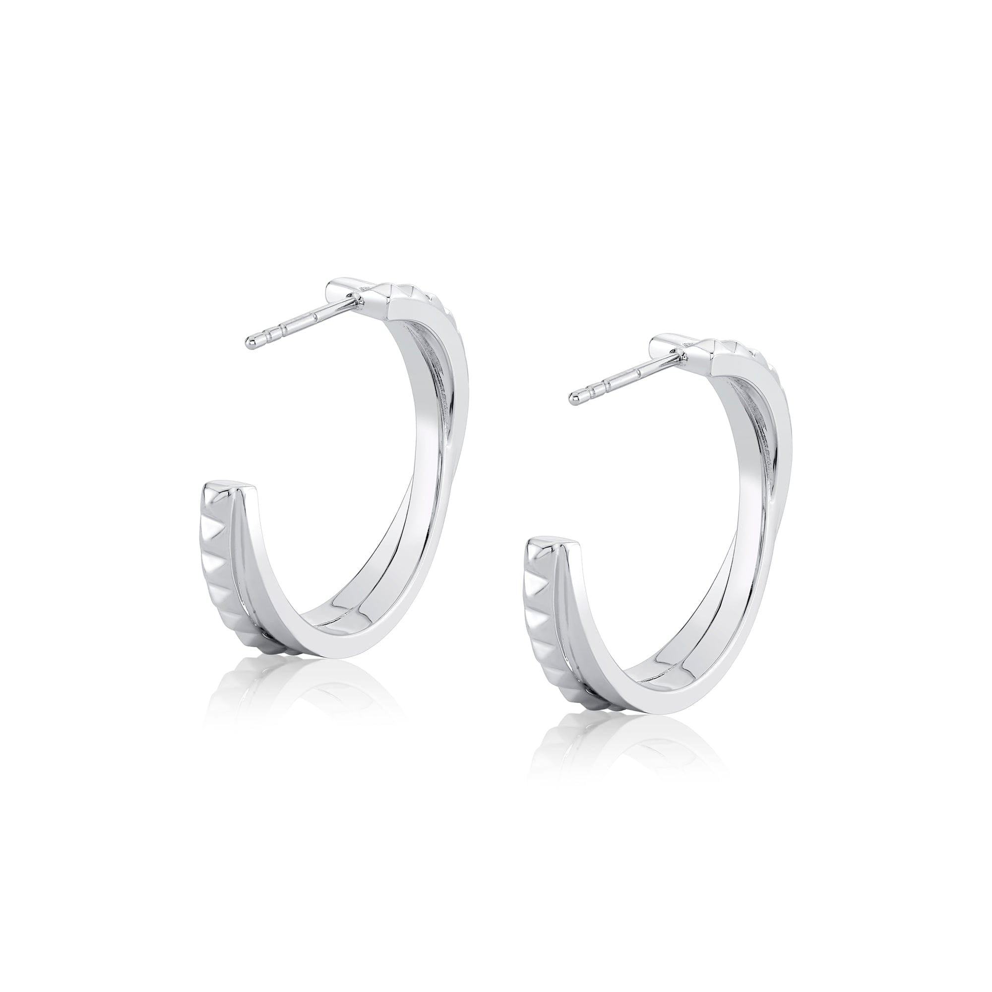 MICHAEL M Earrings Silver Silver Tetra Crossover Hoops S-ER349