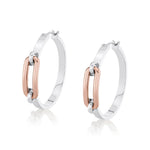 MICHAEL M Earrings Silver with 18K Rose Gold Link Hoop Earrings in Gold & Silver S-ER362-HP