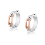 MICHAEL M Earrings Silver with 18K Rose Gold Wide Luxe Link Hoop Earrings in Gold & Silver S-ER361-HP