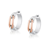 MICHAEL M Earrings Silver with 18K Rose Gold Wide Luxe Link Hoop Earrings in Gold & Silver S-ER361-HP