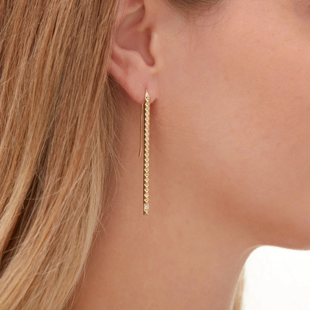 Single Stone Foundation Bar Earrings