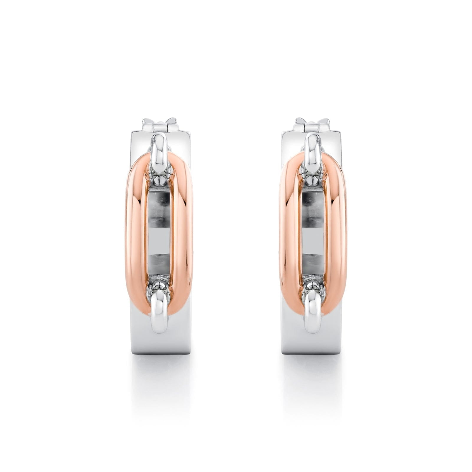 MICHAEL M Earrings Wide Luxe Link Hoop Earrings in Gold & Silver