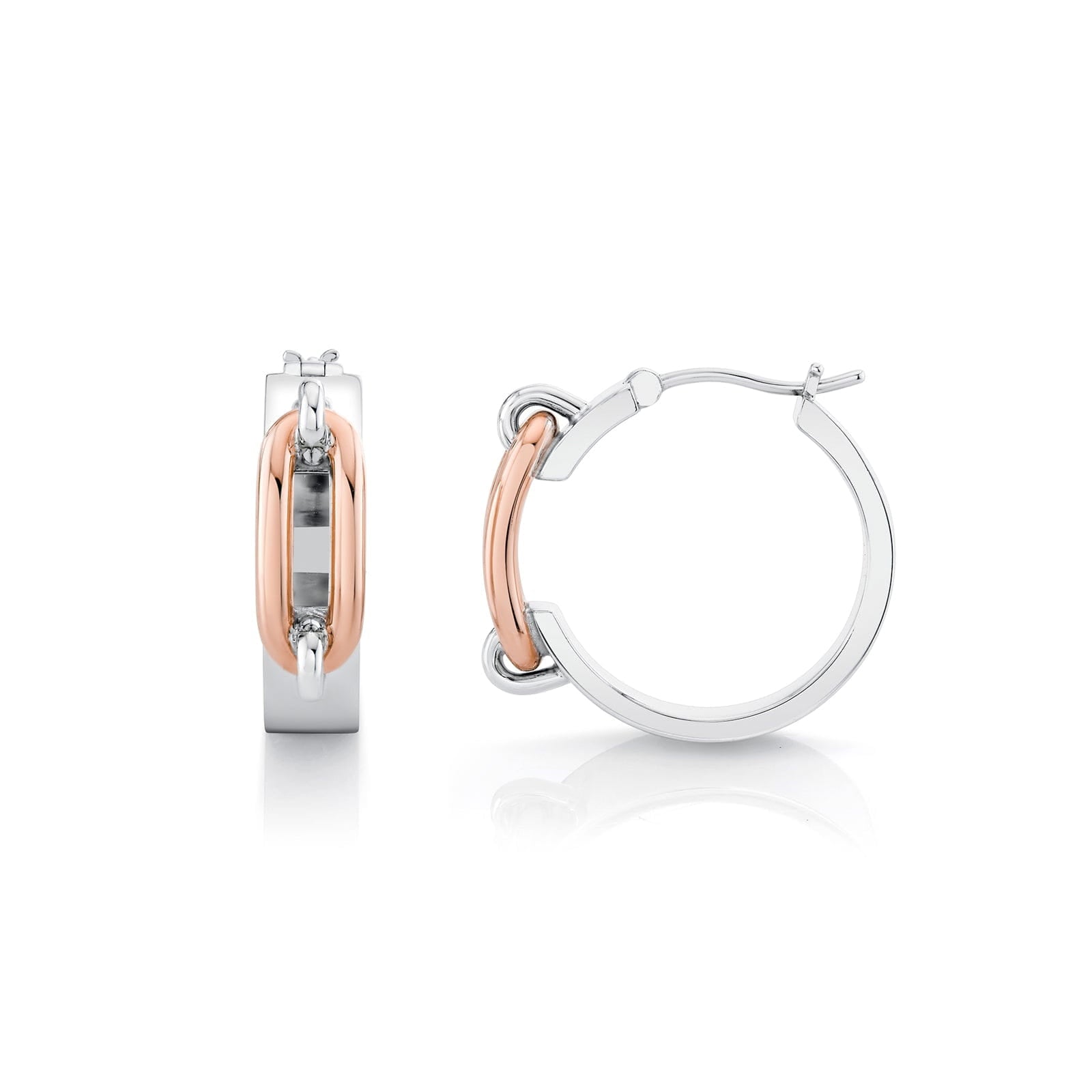 MICHAEL M Earrings Wide Luxe Link Hoop Earrings in Gold & Silver