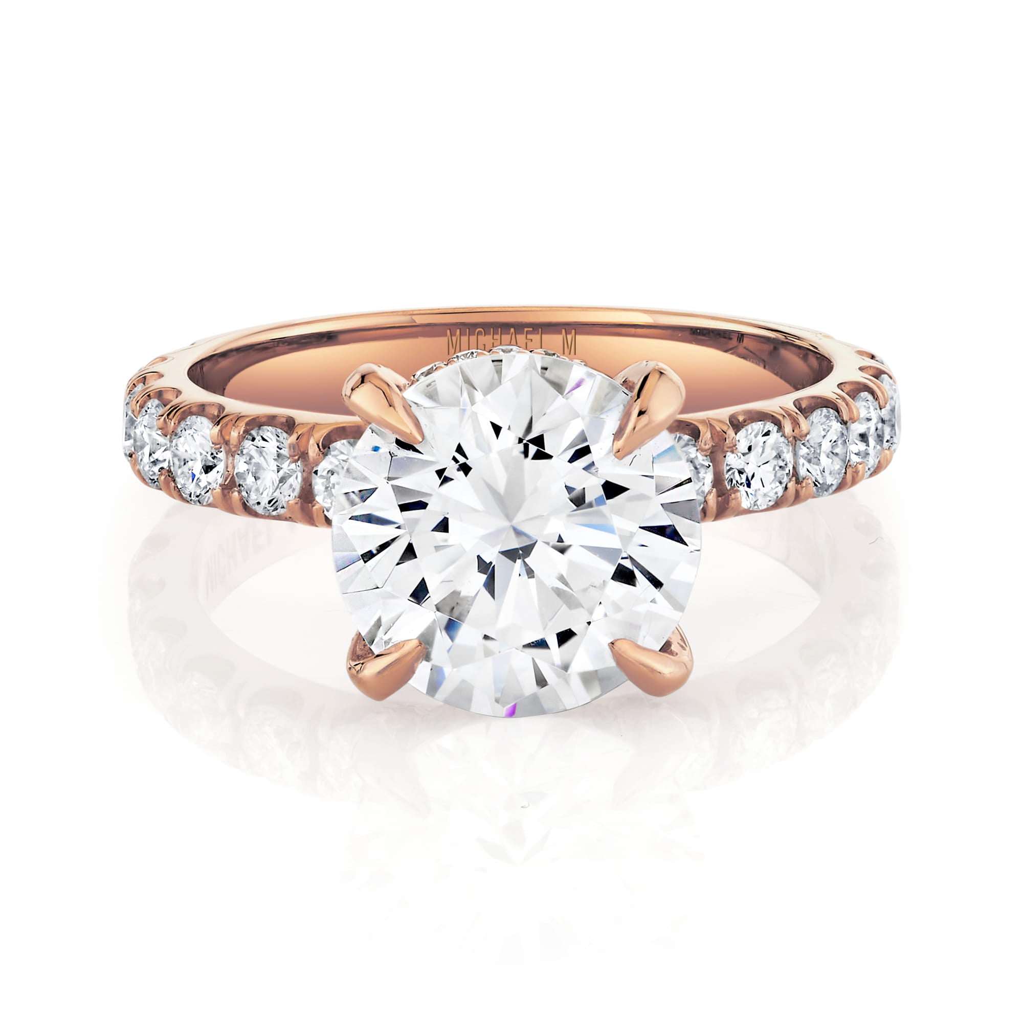 MICHAEL M Engagement Rings 18K Rose Gold / 4 Crown R731-3 Round R731-3RD