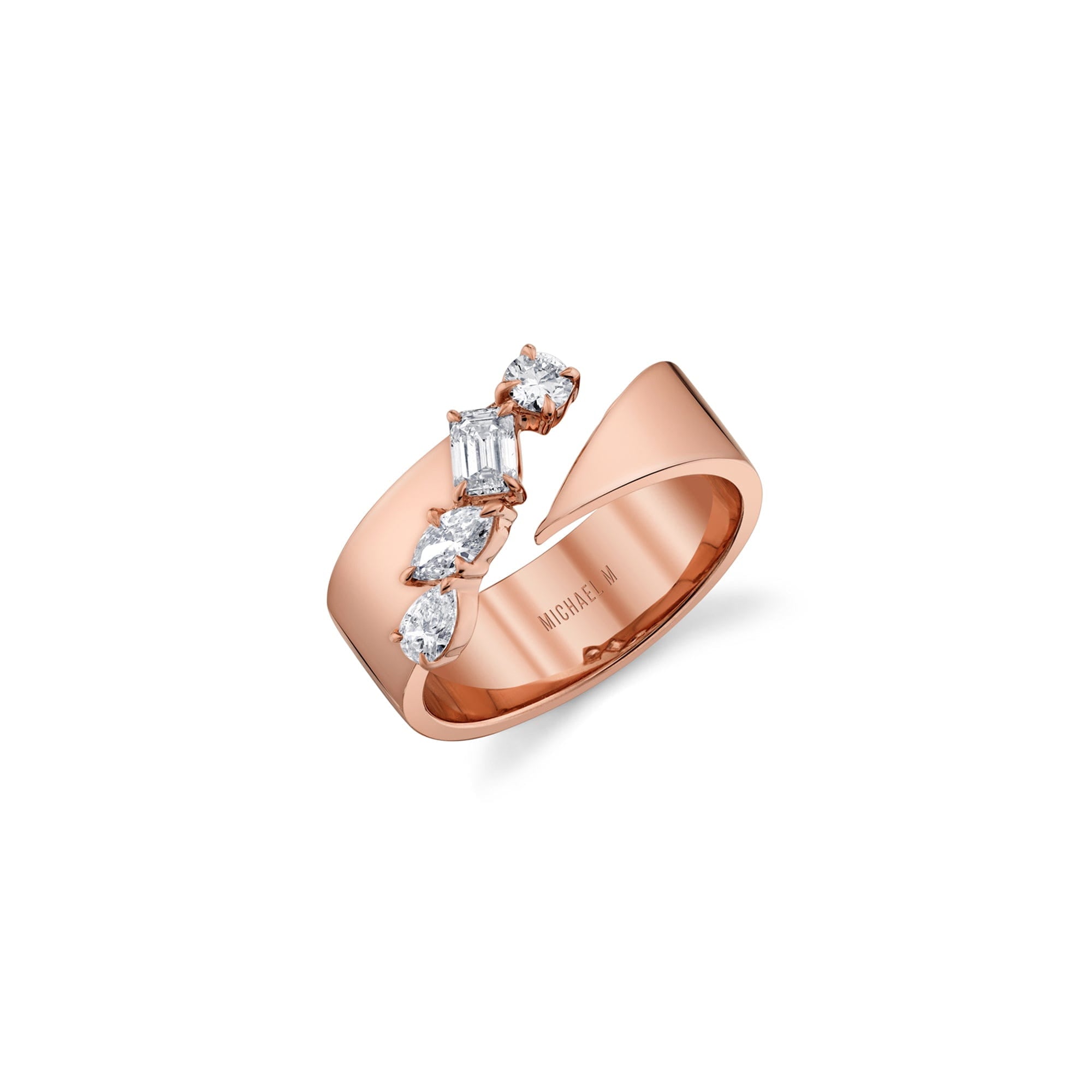 MICHAEL M Engagement Rings 18K Rose Gold / 4 Montage Diamond Split Band B550-4-RG