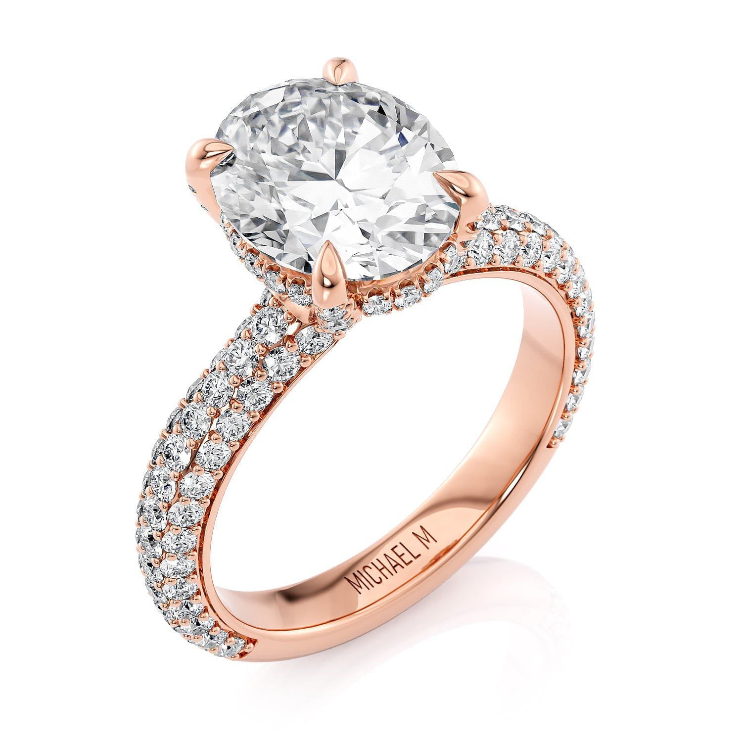 MICHAEL M Engagement Rings 18K Rose Gold Crown R812PV-3 Oval