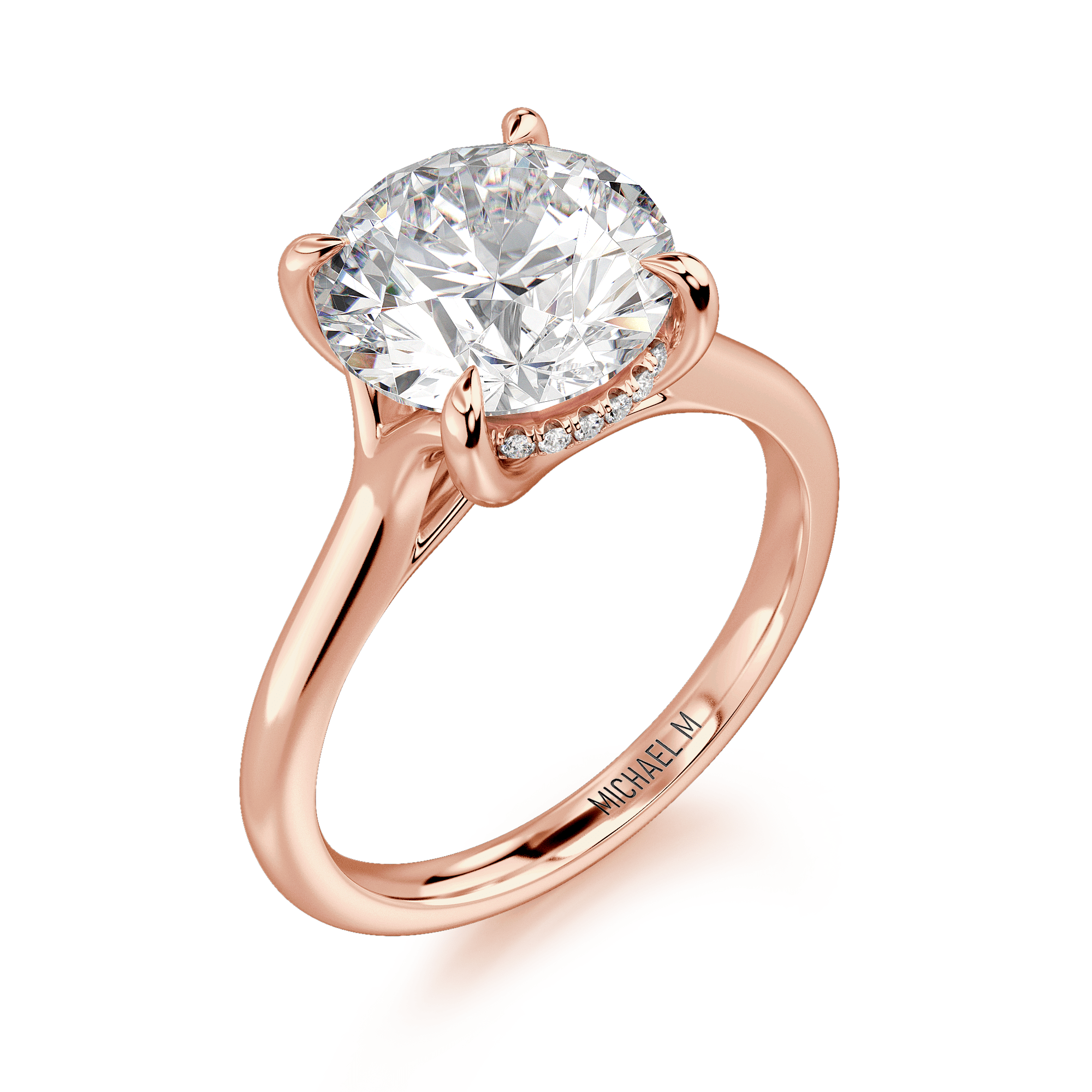 MICHAEL M Engagement Rings 18K Rose Gold Crown R828-3 Round R828-3-RD-RG
