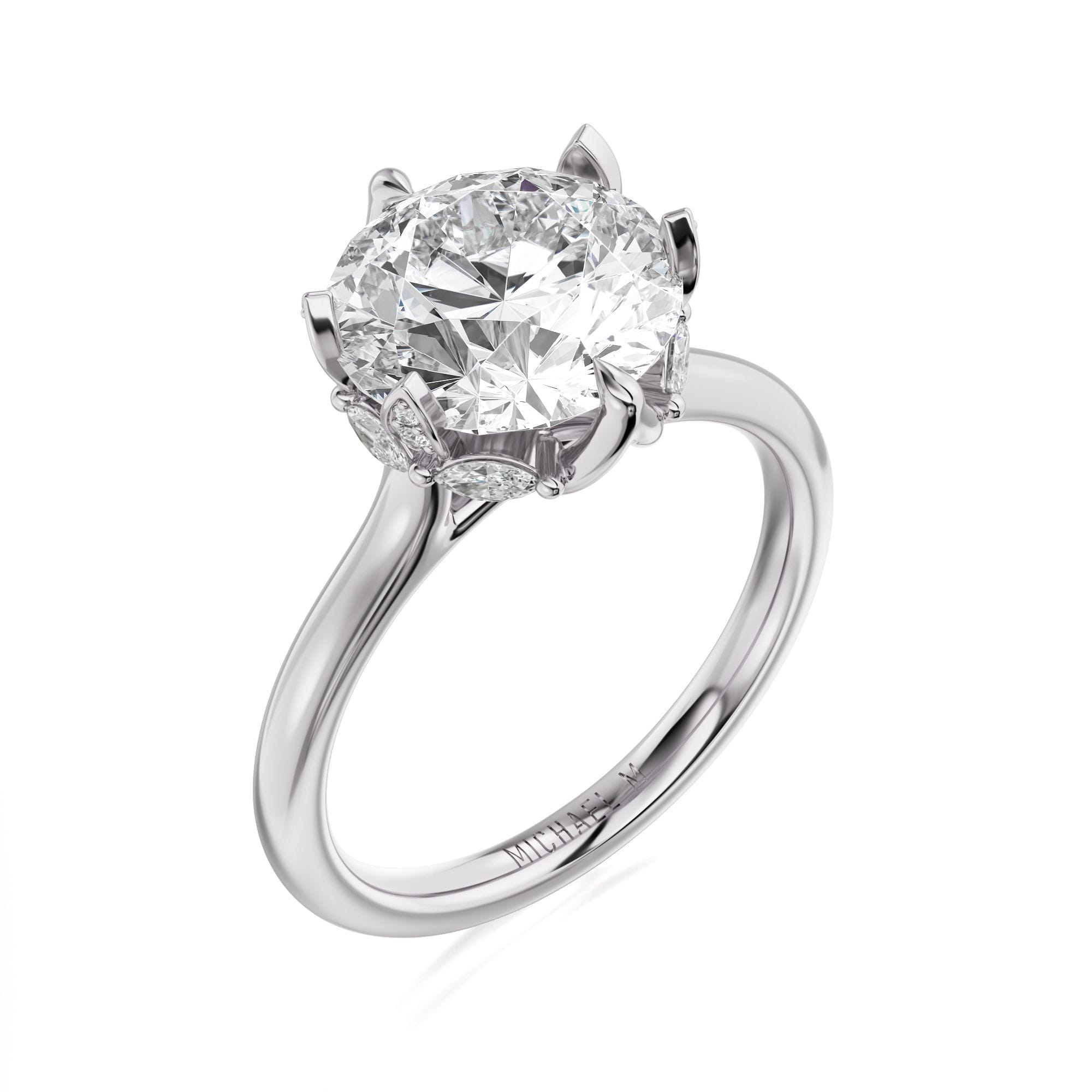 MICHAEL M Engagement Rings 18K White Gold / 4 / 1.5 Bouquet R850 Round R850-1.5
