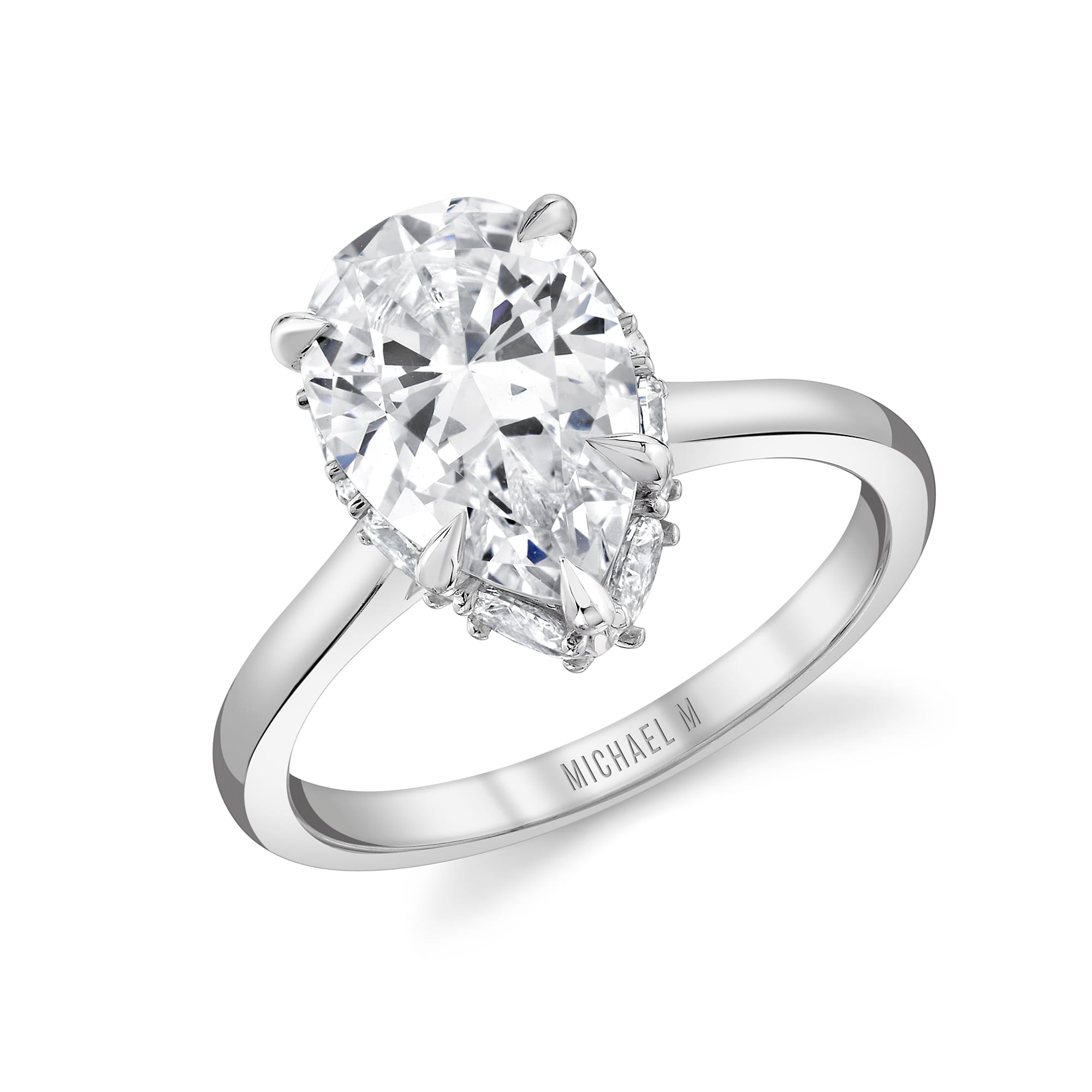 MICHAEL M Engagement Rings 18K White Gold / 4 / 1 Monarch R839 Pear R839-1