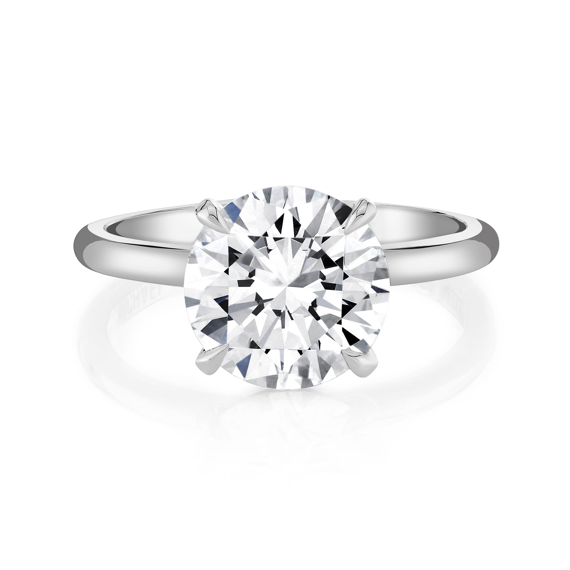 MICHAEL M Engagement Rings 18K White Gold / 4 / 1 Solitaire R706 High Polished R706HP-1