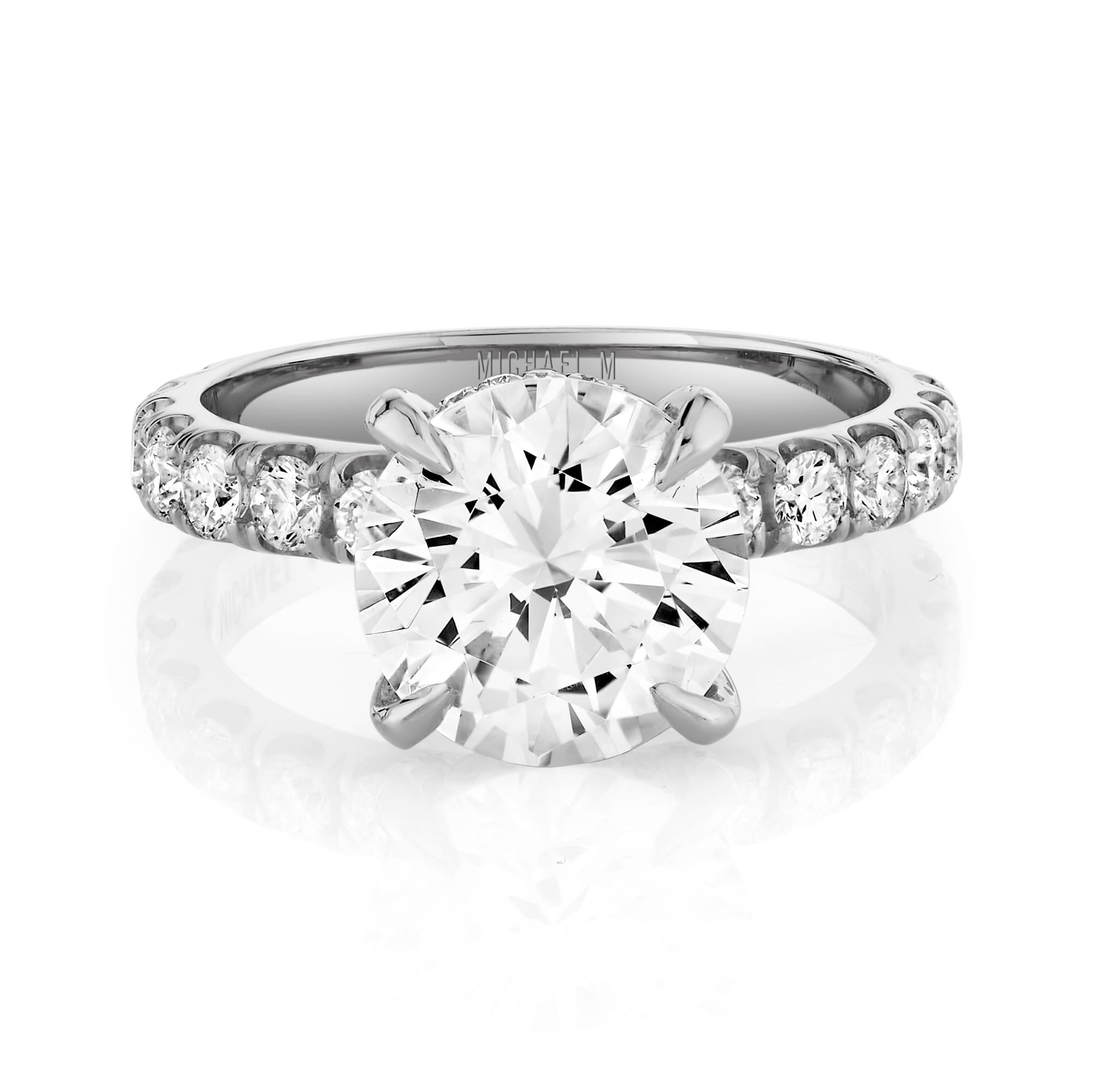 MICHAEL M Engagement Rings 18K White Gold / 4 Crown R731-3 Round R731-3RD