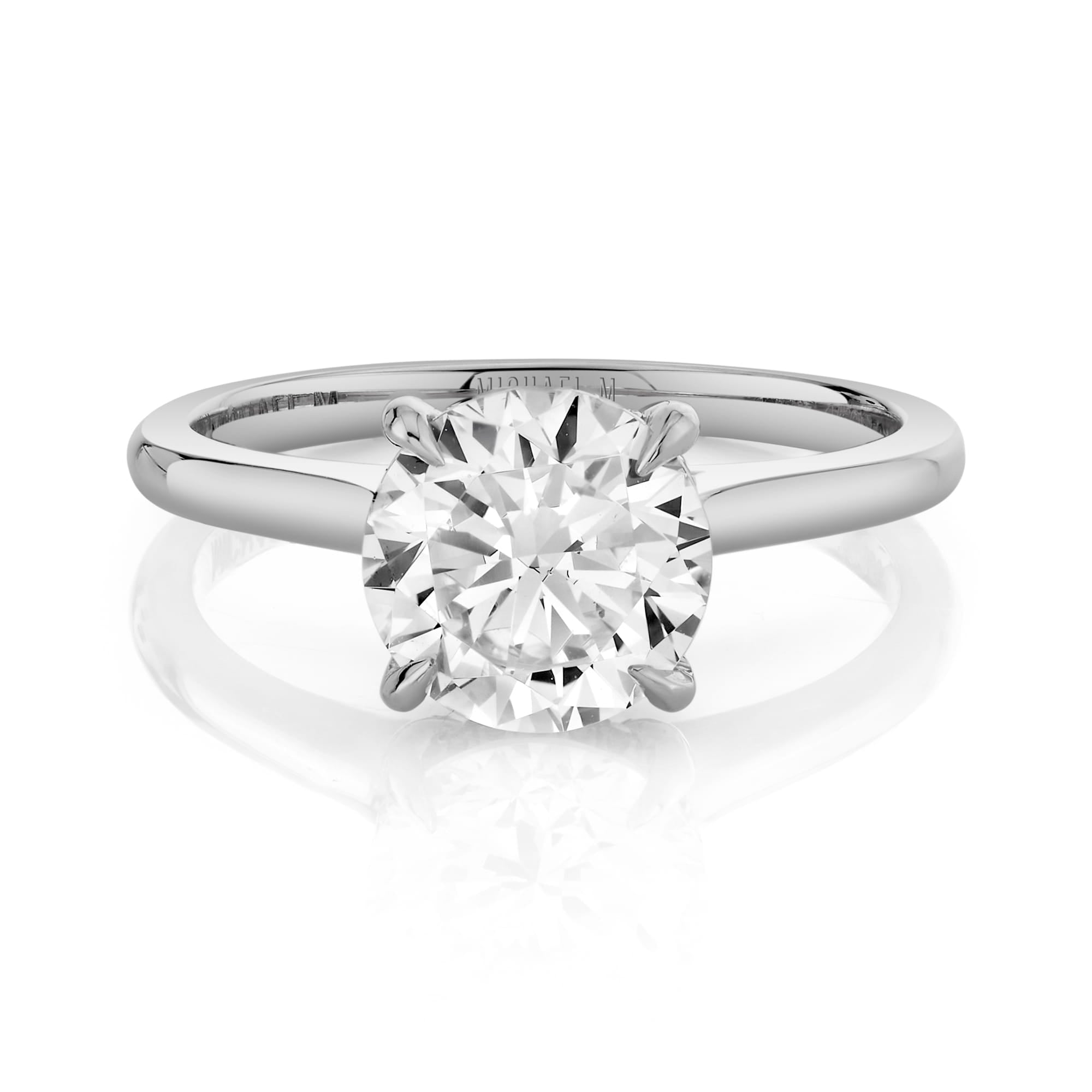 MICHAEL M Engagement Rings 18K White Gold / 4 Crown R826-2 Round R826-2RD