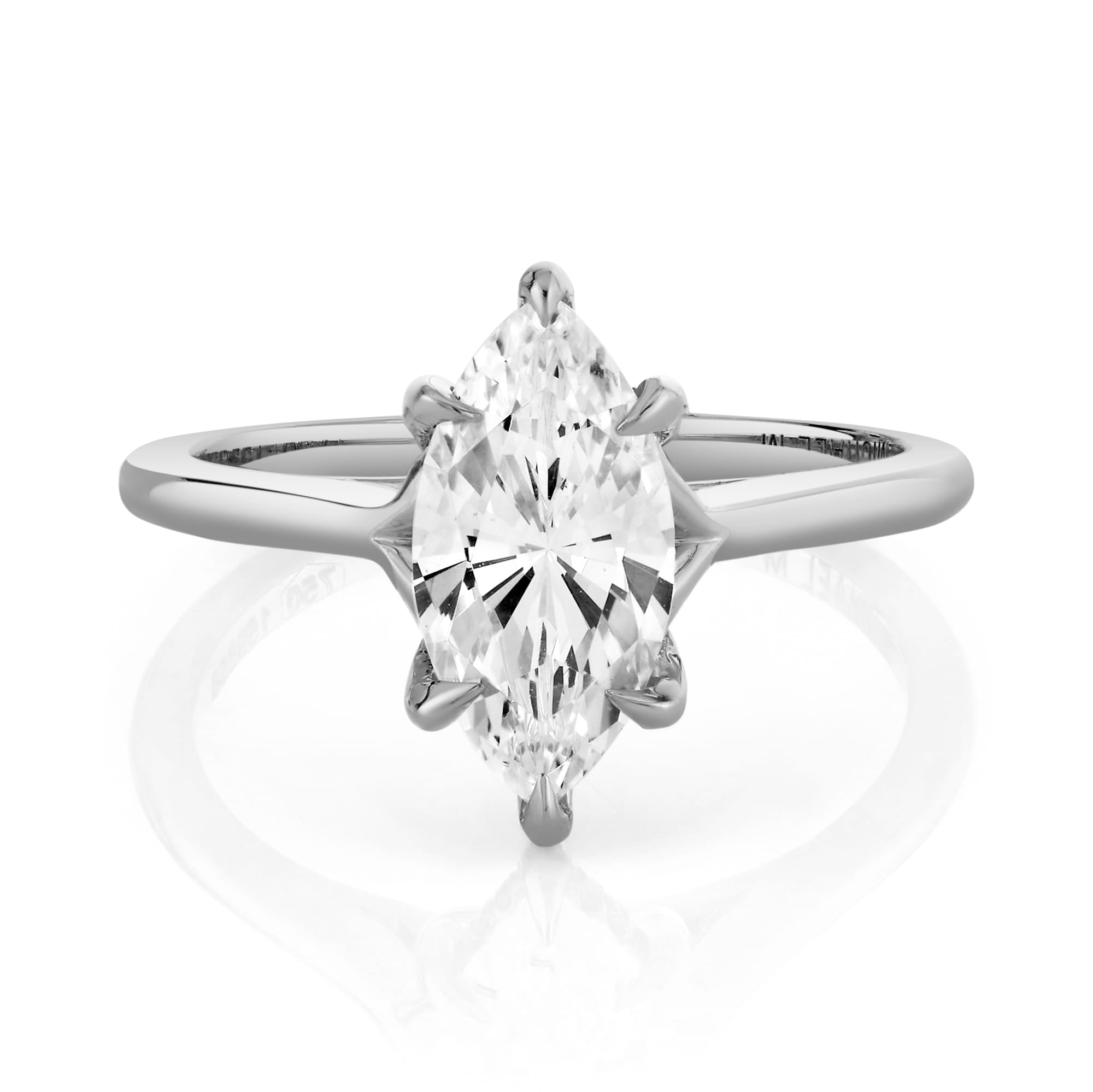 MICHAEL M Engagement Rings 18K White Gold / 4 Crown R828-2 Marquise R828-2