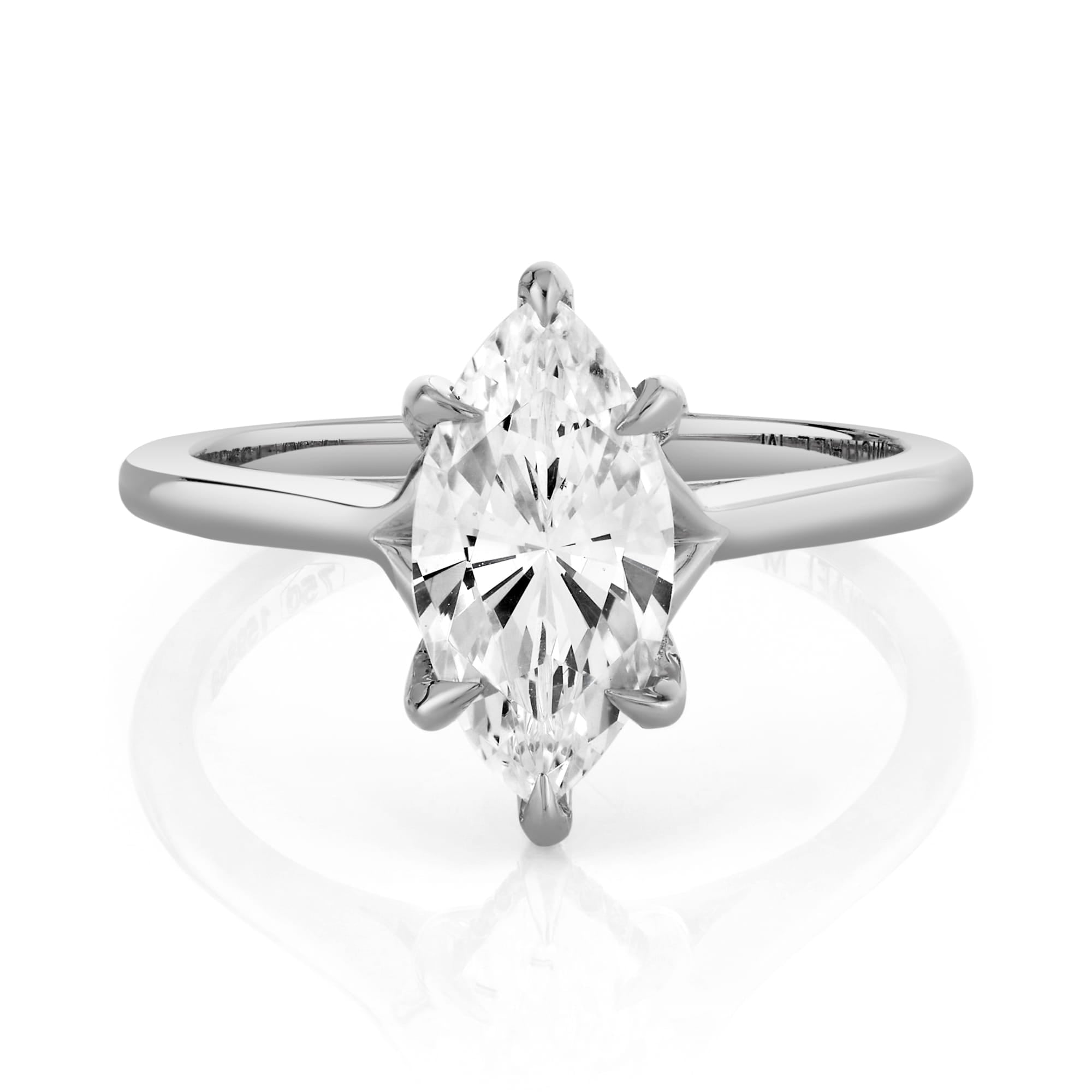 MICHAEL M Engagement Rings 18K White Gold / 4 Crown R828-2 Marquise R828-2
