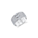 MICHAEL M Engagement Rings 18K White Gold / 4 Montage Pave Cigar Band F409PV-4-WG