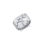 MICHAEL M Engagement Rings 18K White Gold / 4 Montage Wide Cluster Band B549-4-WG