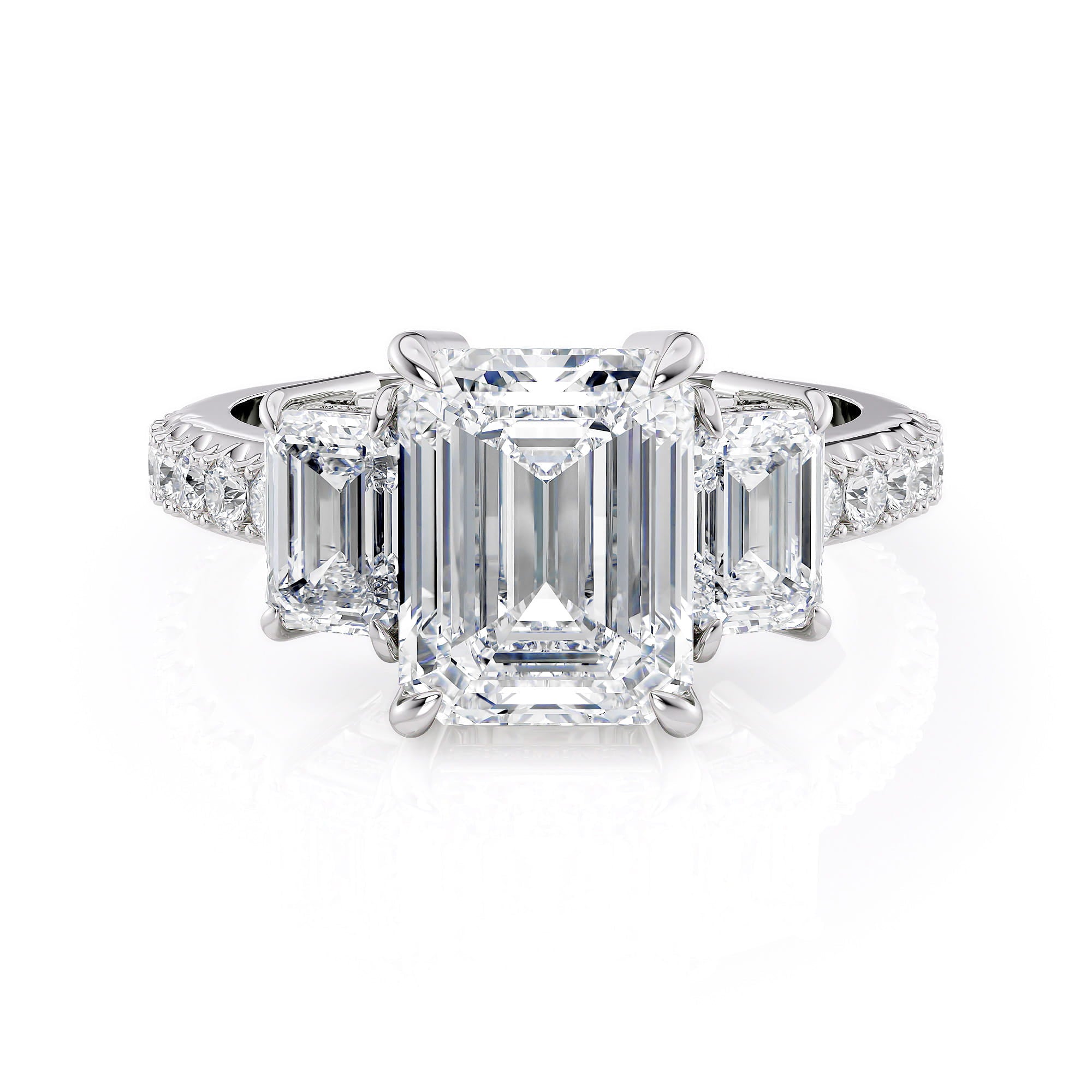MICHAEL M Engagement Rings 18K White Gold / 5 Trinity Emerald Three-Stone ICR767-2.5EM
