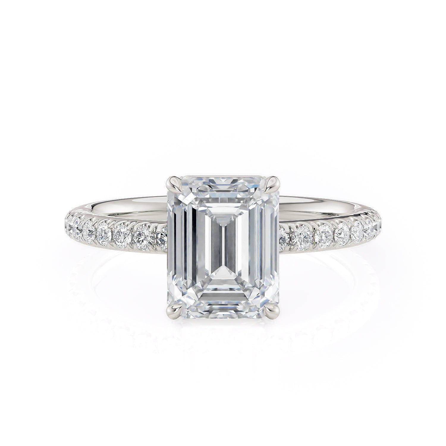 MICHAEL M Engagement Rings 18K White Gold CROWN R715-2 Emerald R715-2EMWG
