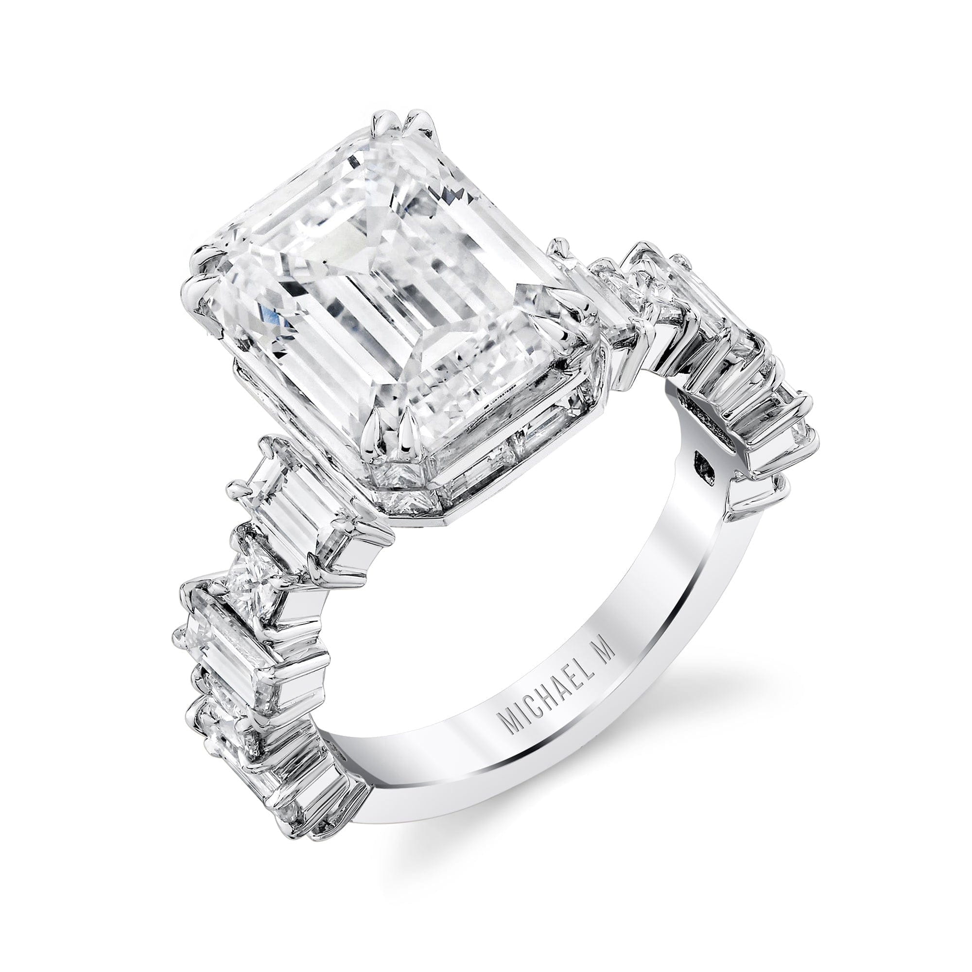 MICHAEL M Engagement Rings 18K White Gold EDIT not sure of color Icons R824-7 Emerald ICR824-7EM