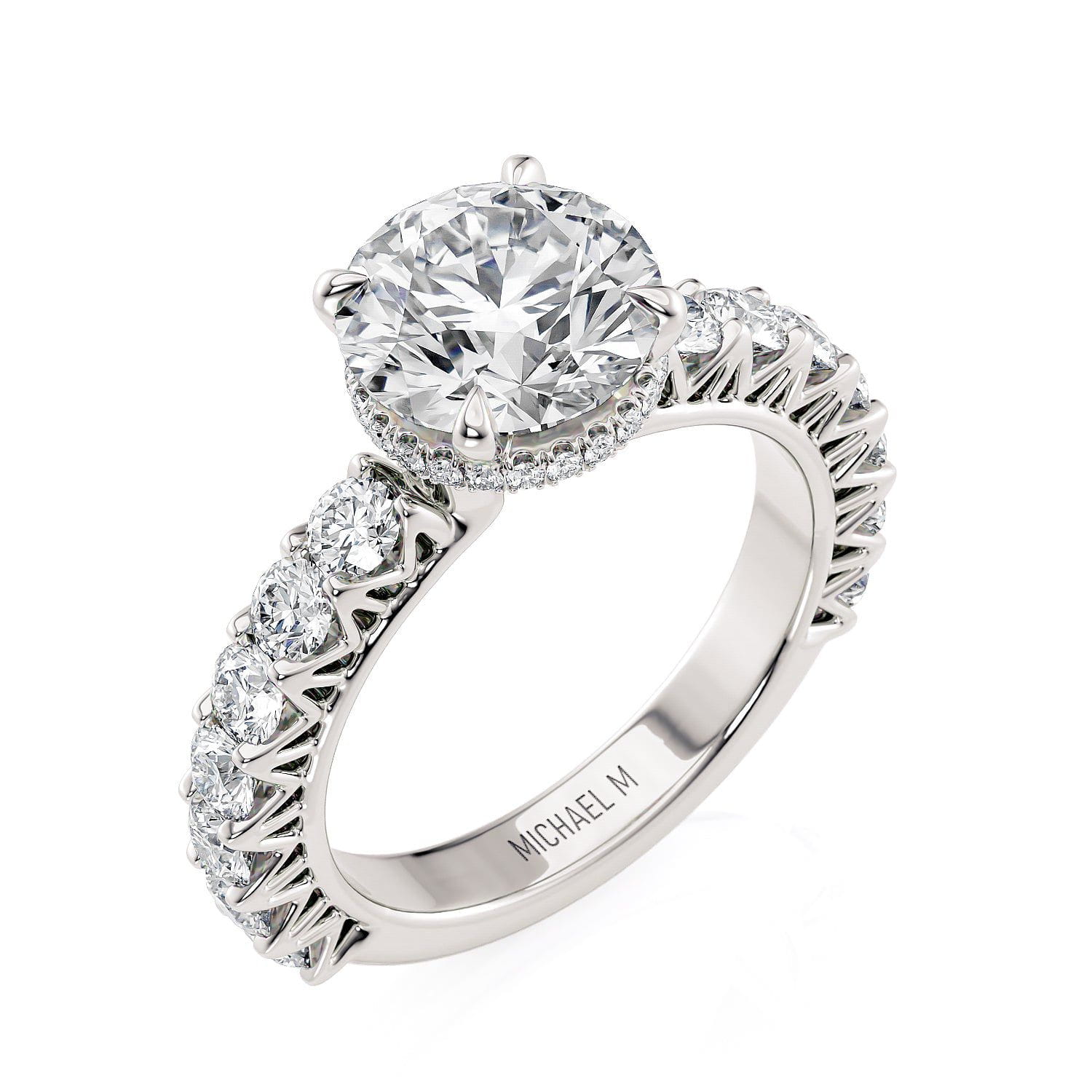 MICHAEL M Engagement Rings 18K White Gold Meksian R901-2 Round