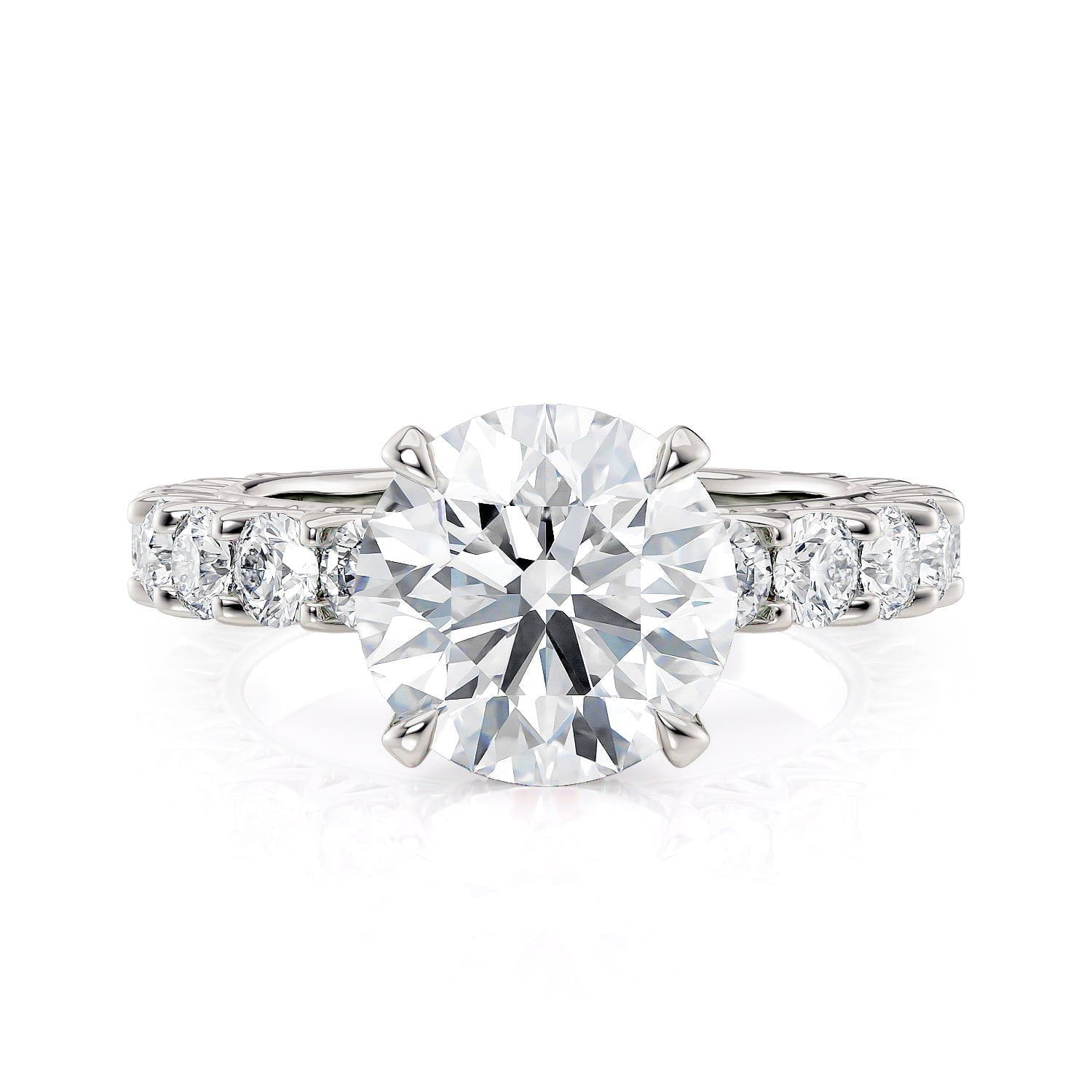 MICHAEL M Engagement Rings 18K White Gold Meksian Round Hidden Halo ICR902-3RD