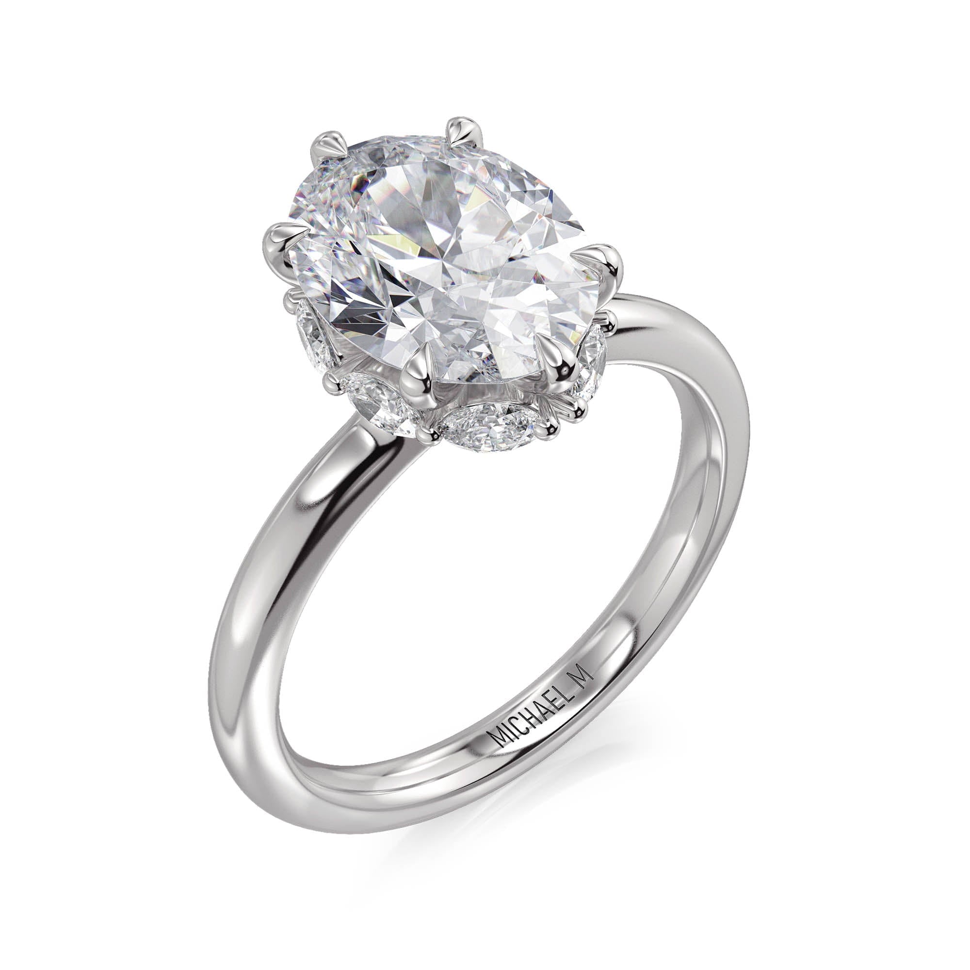 MICHAEL M Engagement Rings 18K White Gold Monarch R834-3 Oval R834-3-OV