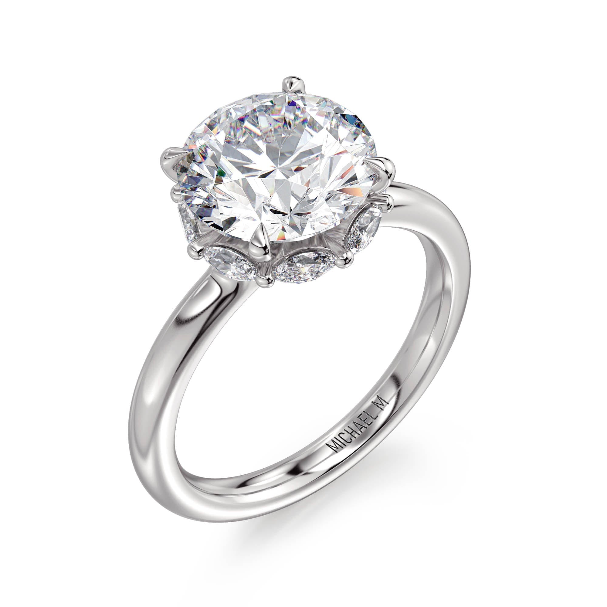 MICHAEL M Engagement Rings 18K White Gold Monarch R836-3 Round R836-3RD