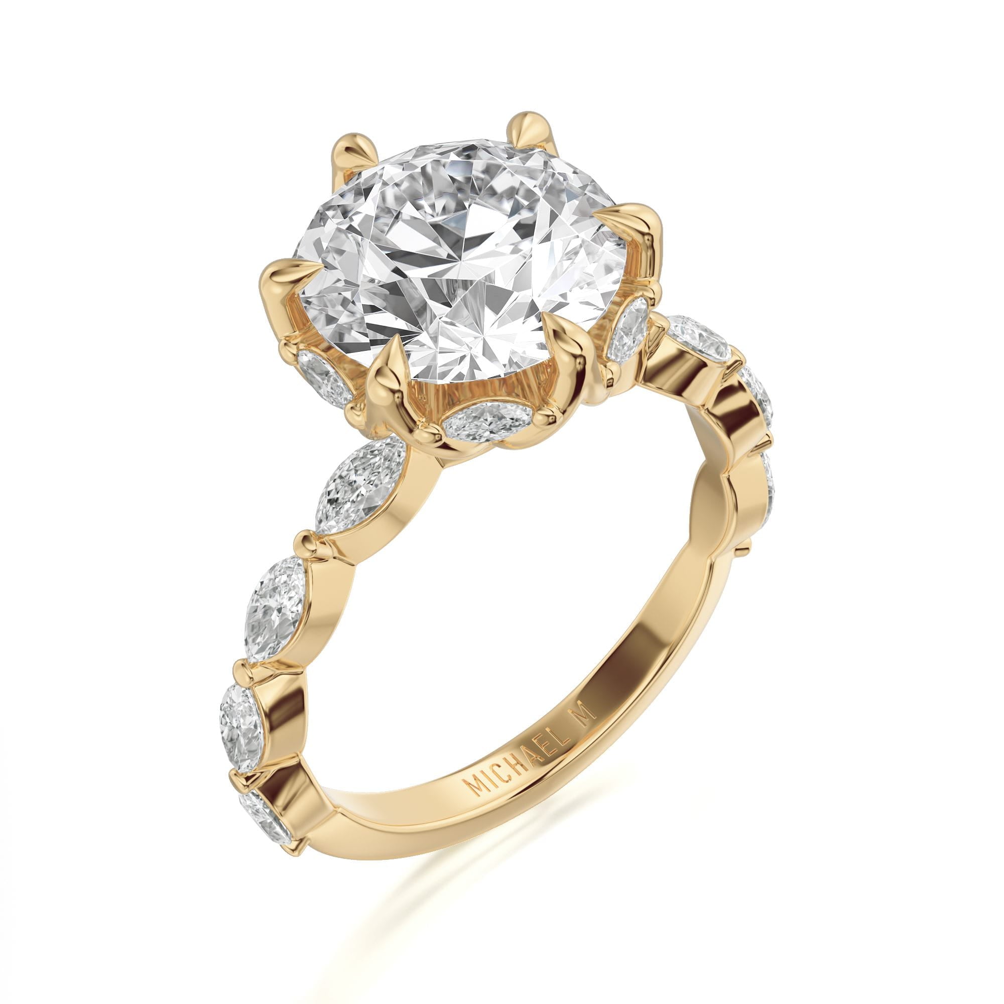 MICHAEL M Engagement Rings 18K Yellow Gold / 4 / 1 Bouquet R856 Round R856-1