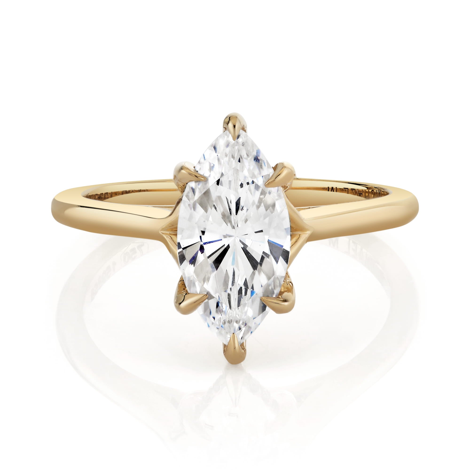 MICHAEL M Engagement Rings 18K Yellow Gold / 4 Crown R828-2 Marquise R828-2