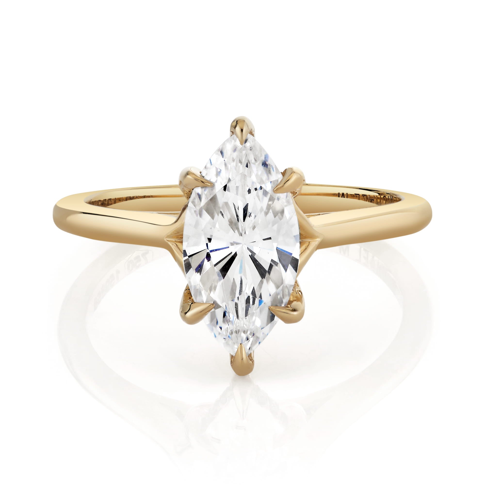 MICHAEL M Engagement Rings 18K Yellow Gold / 4 Crown R828-2 Marquise R828-2