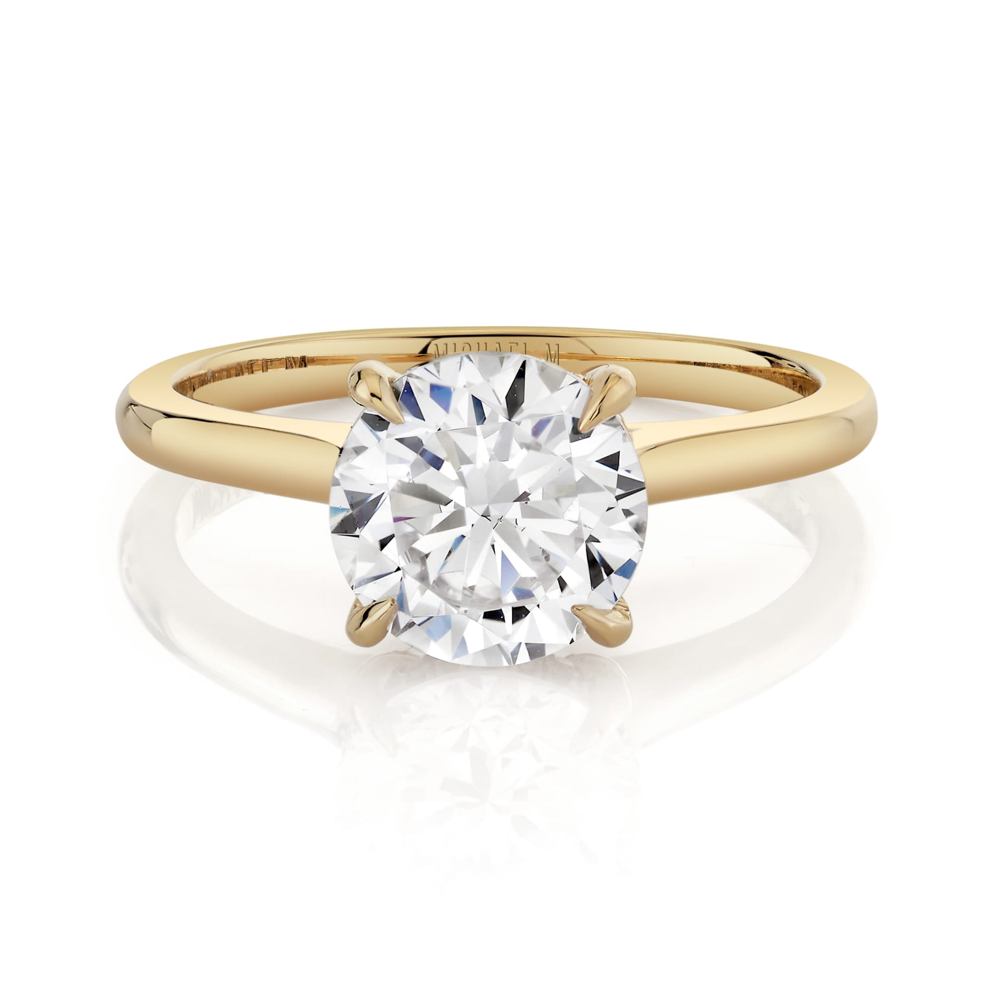 MICHAEL M Engagement Rings 18K Yellow Gold / 5 Icons - Crown Round Hidden Halo IR826-1.5RD