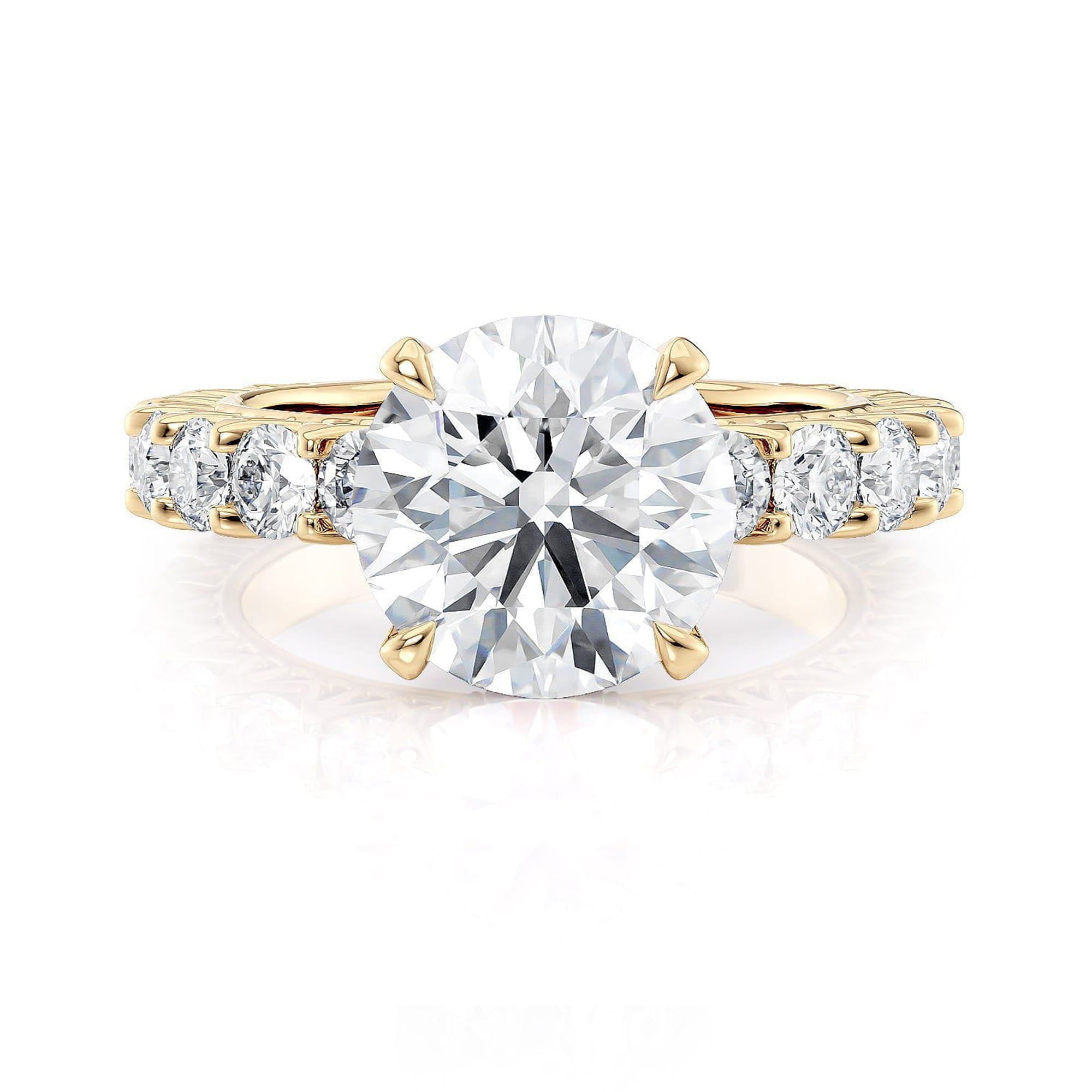MICHAEL M Engagement Rings 18K Yellow Gold / 5 Icons - Meksian Round Hidden Halo IR902-4RD