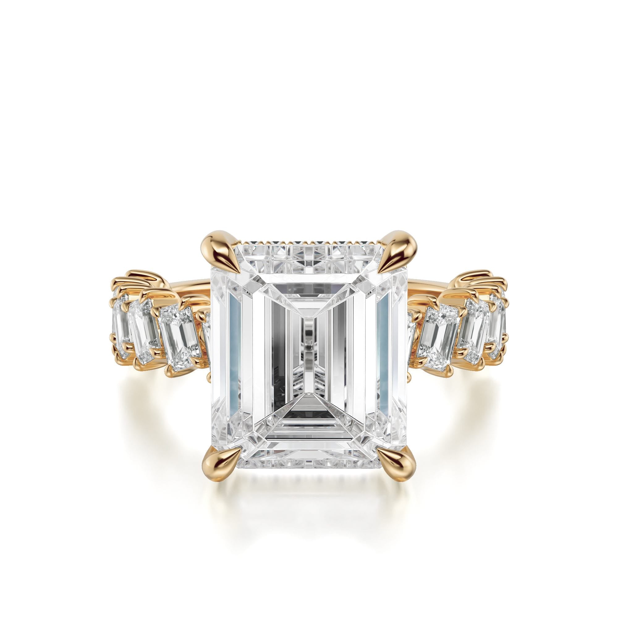 MICHAEL M Engagement Rings 18K Yellow Gold / 5 Icons - Montage Emerald Hidden Halo IR825-7.35