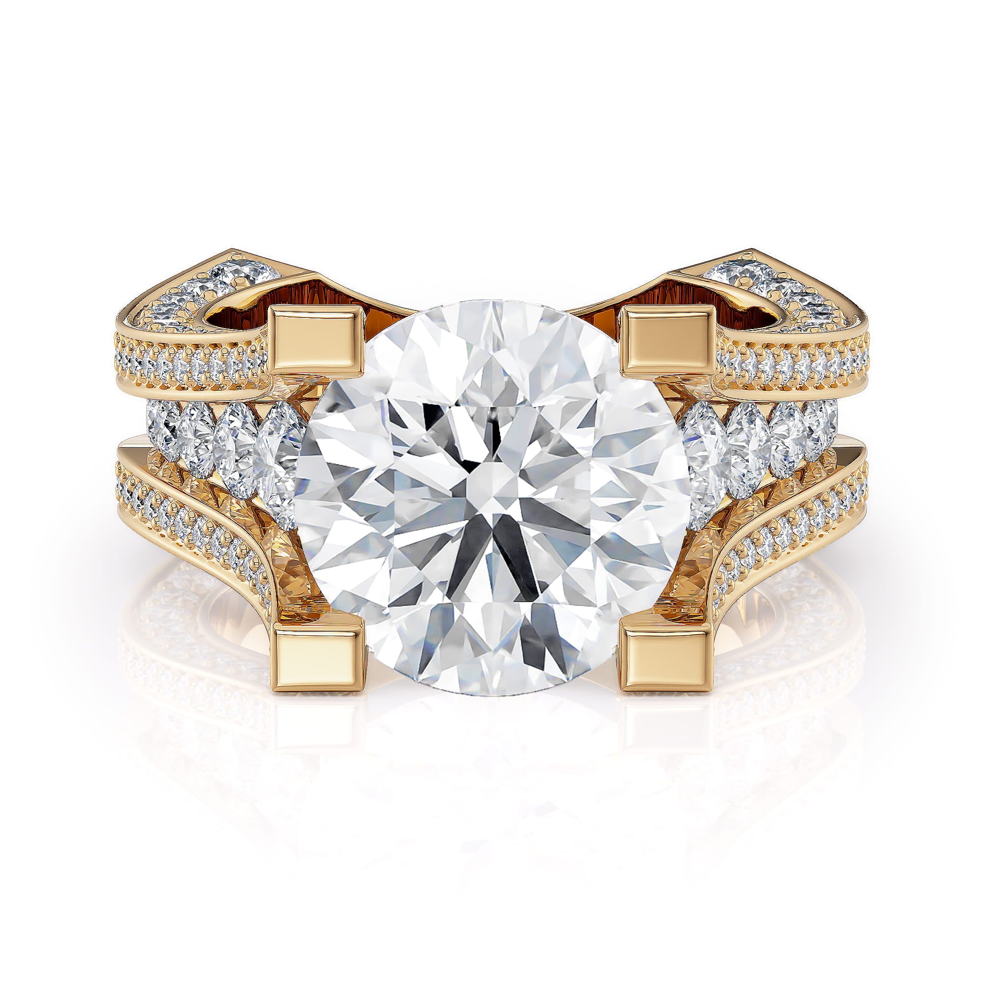 MICHAEL M Engagement Rings 18K Yellow Gold / 5 Strada Round Triple Row ICR302-4.25RD