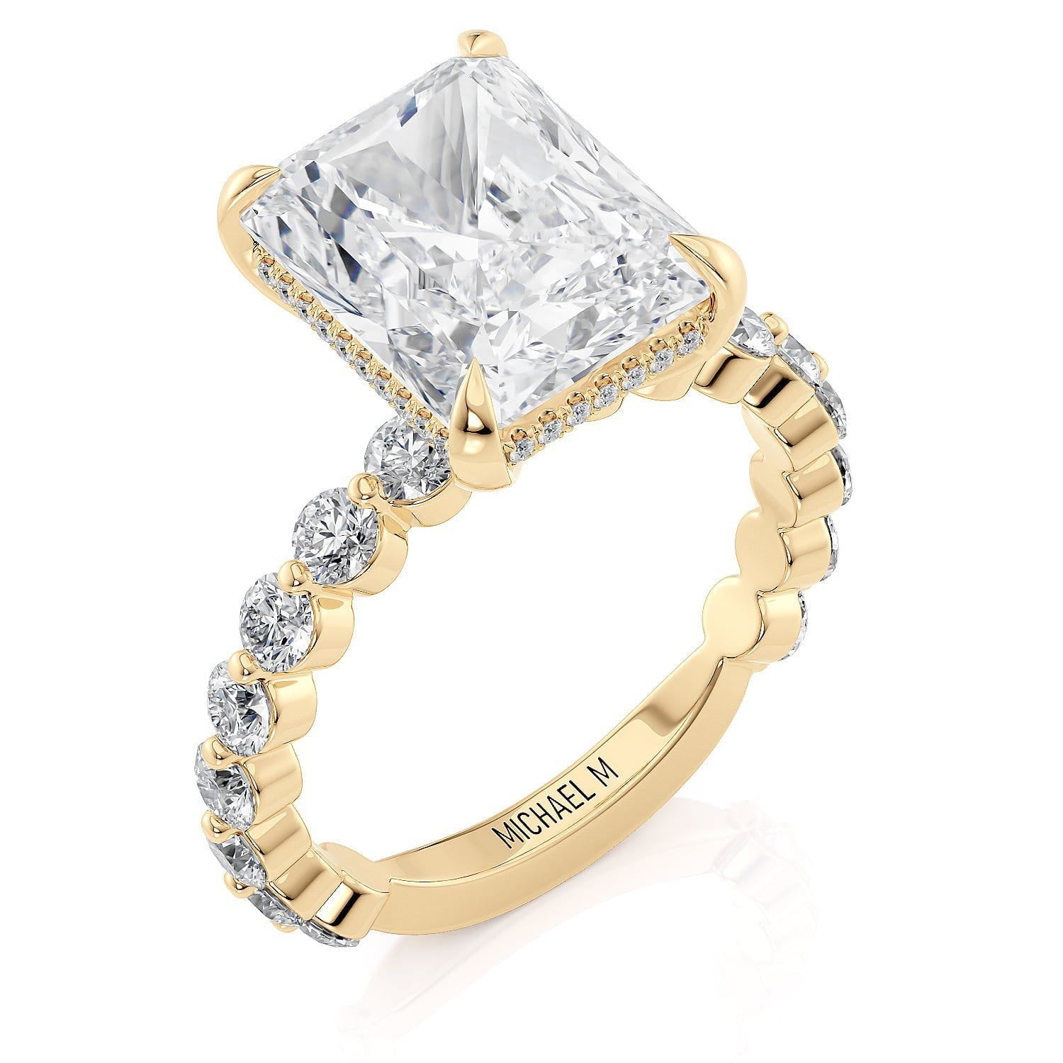 MICHAEL M Engagement Rings 18K Yellow Gold Crown R782-3 Radiant