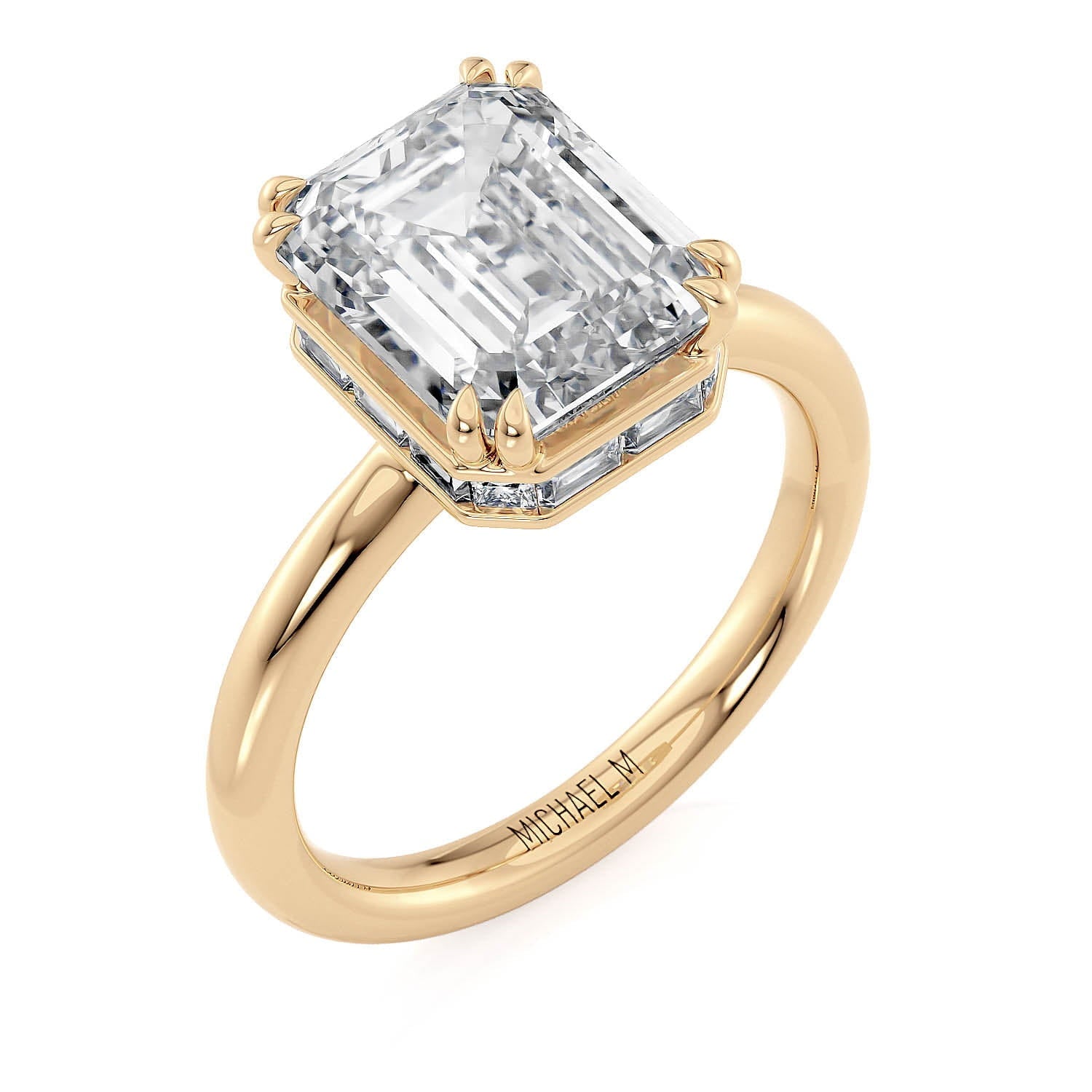 MICHAEL M Engagement Rings 18K Yellow Gold Monarch Emerald Hidden Halo IR809-3EM