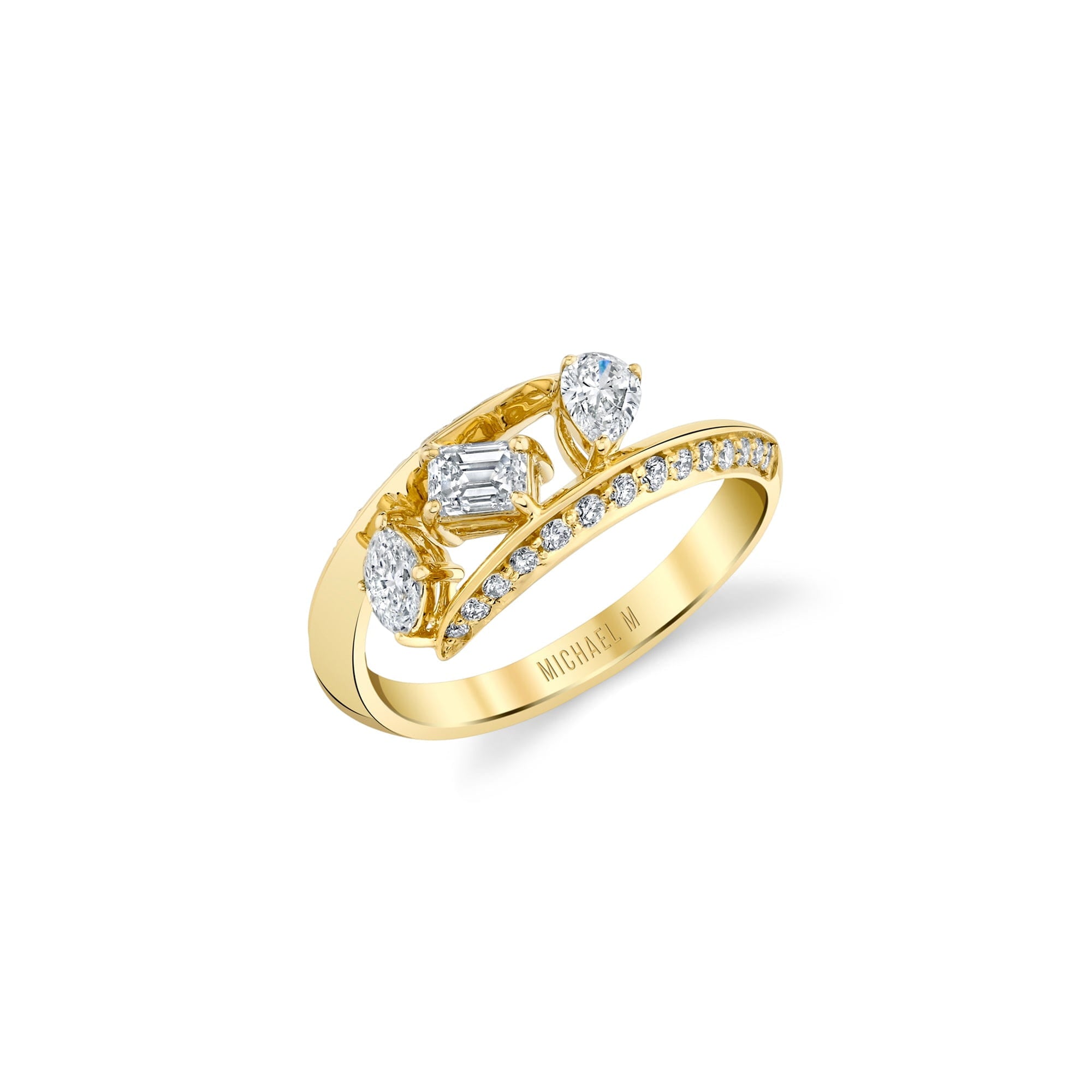 MICHAEL M Engagement Rings Montage Pave Knife Edge Bypass Ring
