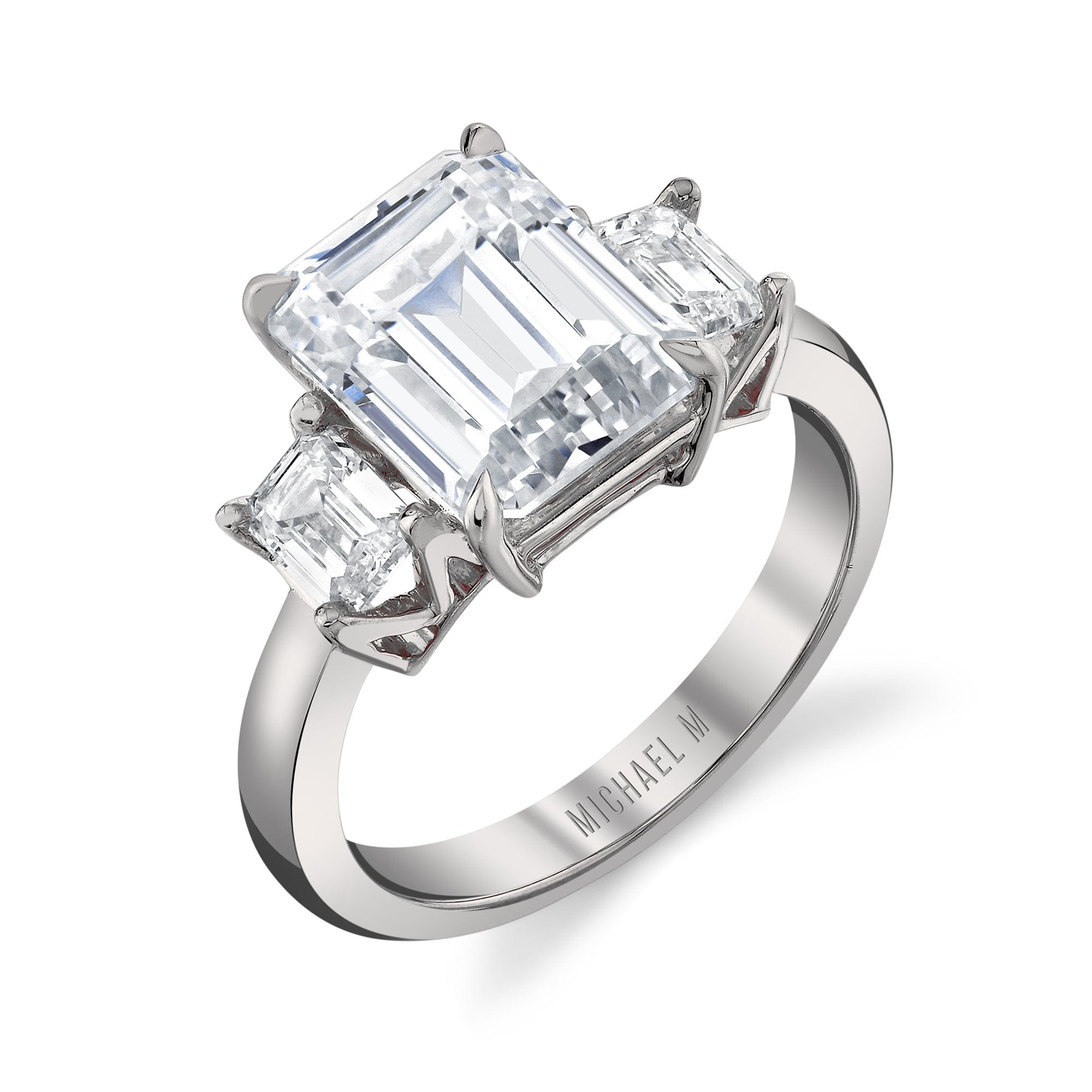 MICHAEL M Engagement Rings Platinum Meksian R907-3 Emerald R907-3