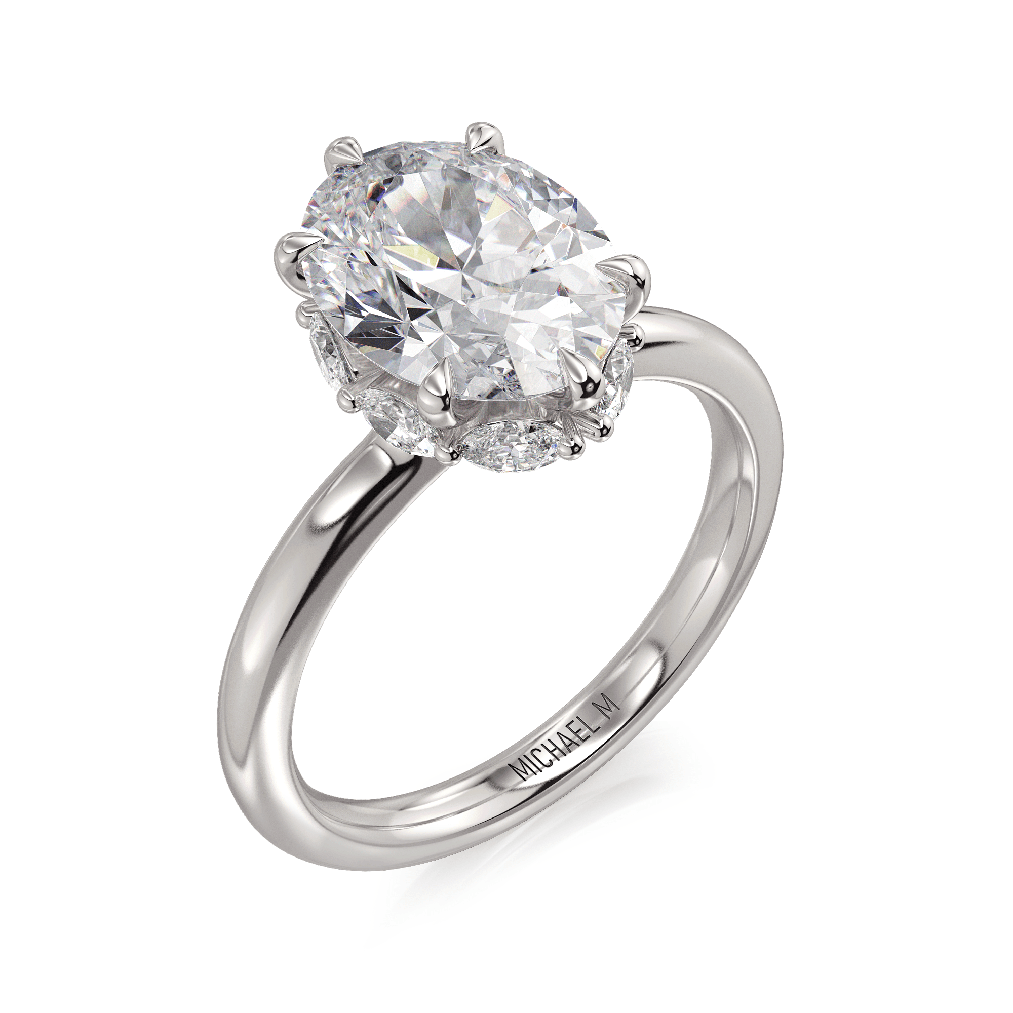 MICHAEL M Engagement Rings Platinum Need CTW side stones/GIA  Monarch Oval Monarch Round Not-So-Hidden-Halo IR834-3.07OV