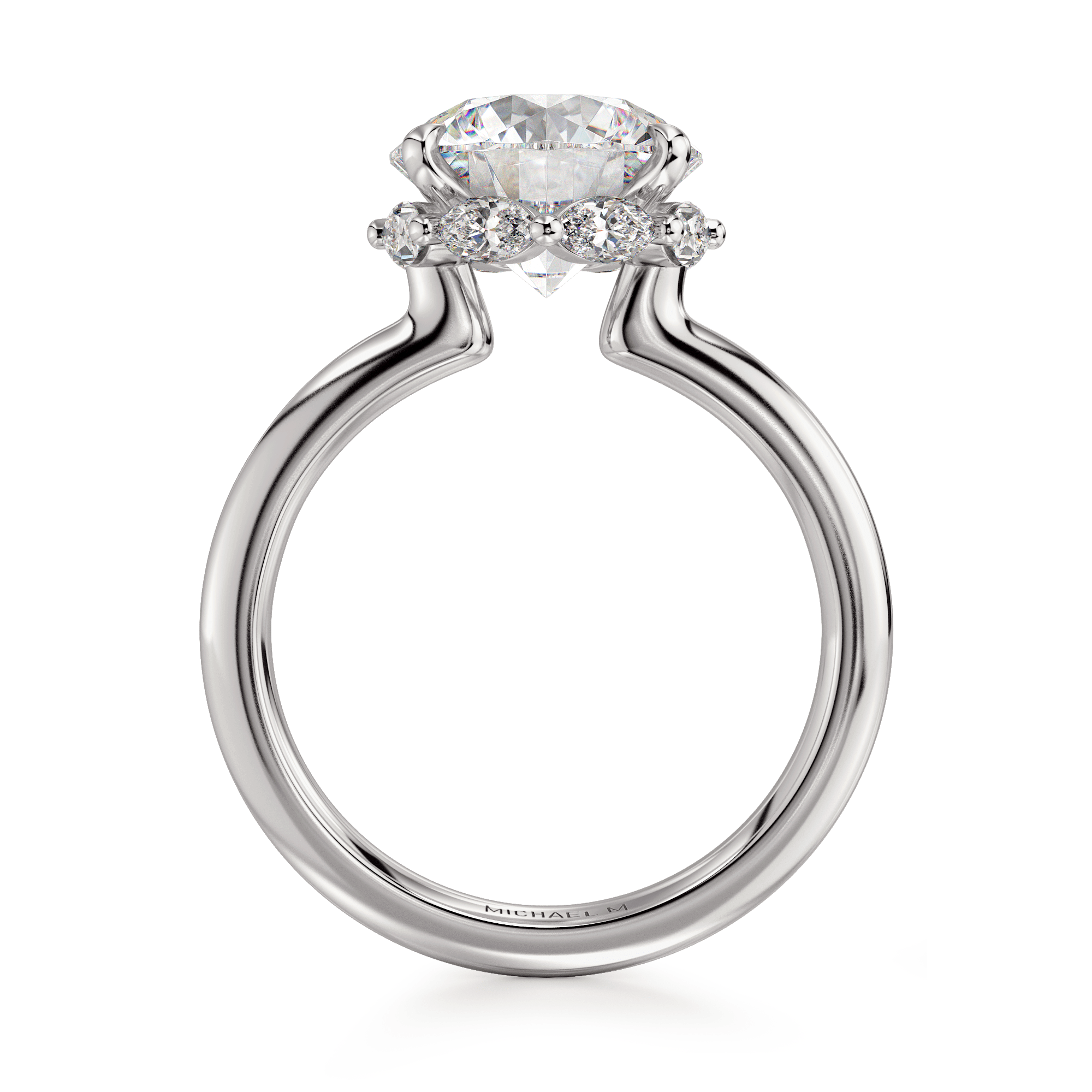 MICHAEL M Engagement Rings Platinum Need CTW side stones/GIA Monarch Round Not-So-Hidden-Halo IR836-3.65RD