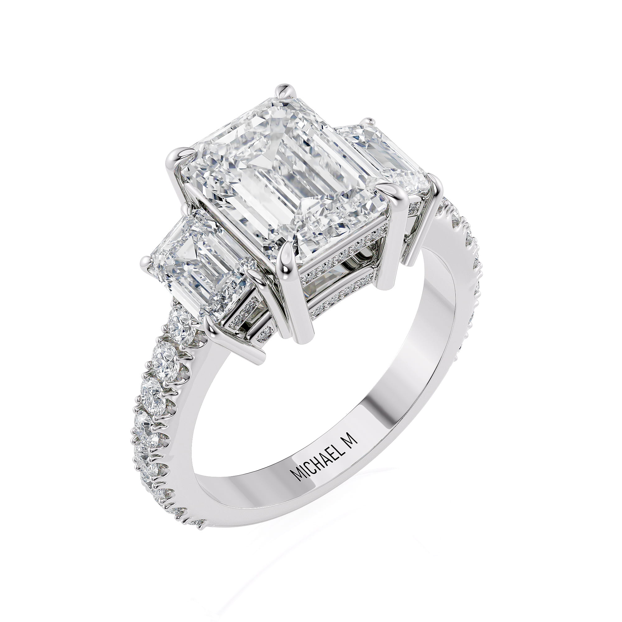 MICHAEL M Engagement Rings Trinity Emerald Three-Stone