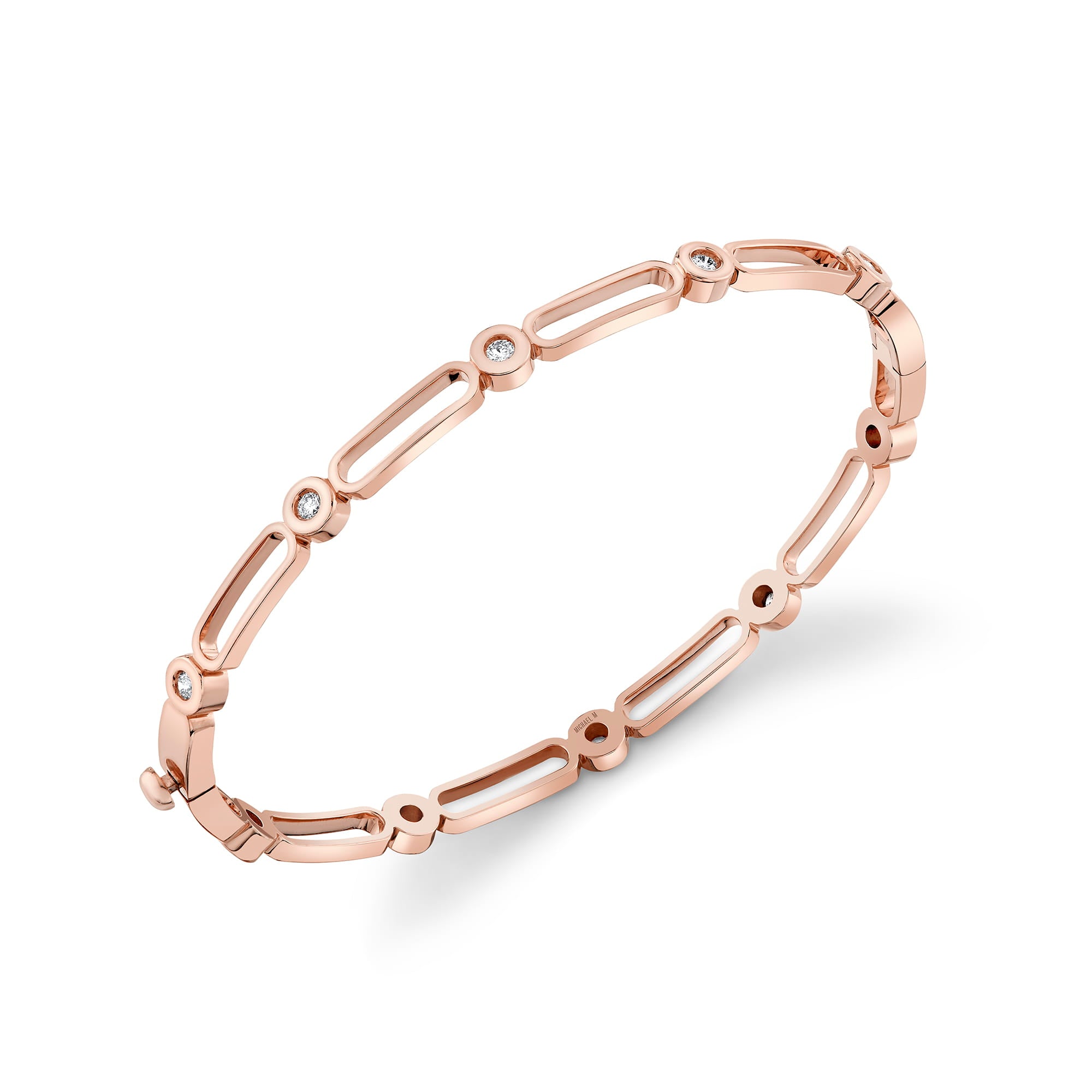 MICHAEL M Fashion Bracelets 14K Rose Gold Connection Hinge Bangle BR360L