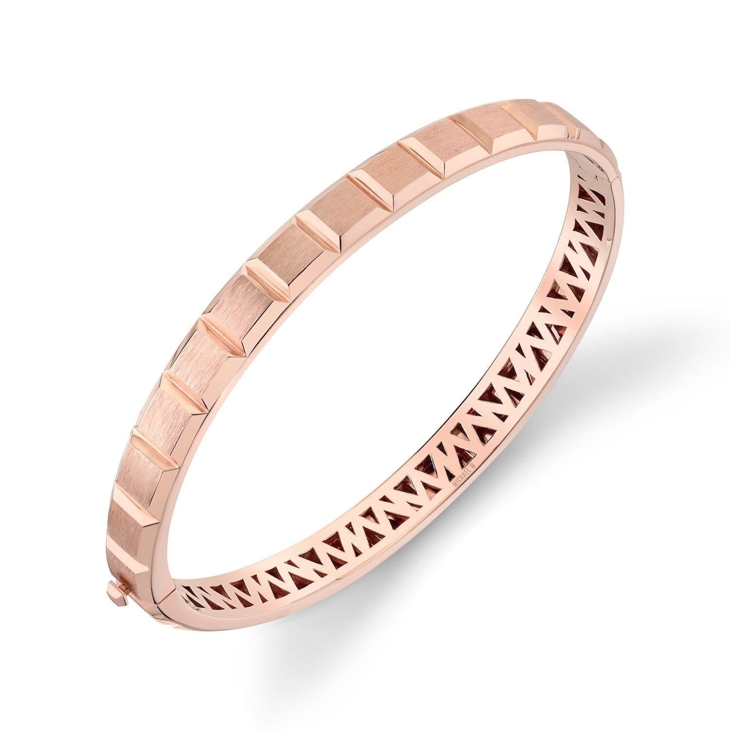 MICHAEL M Fashion Bracelets 14K Rose Gold / Small Men's Block Bracelet BR402S