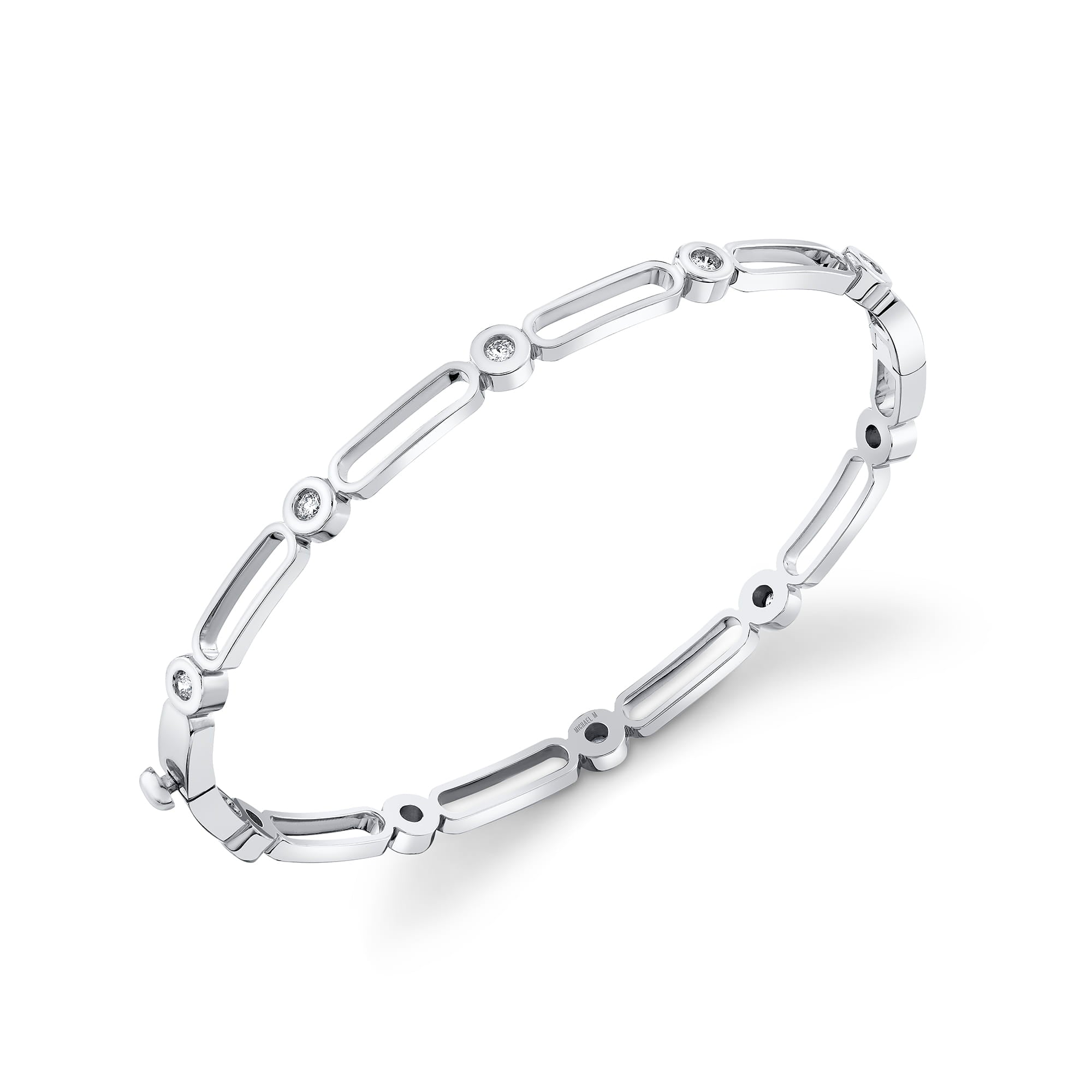 MICHAEL M Fashion Bracelets 14K White Gold Connection Hinge Bangle BR360M